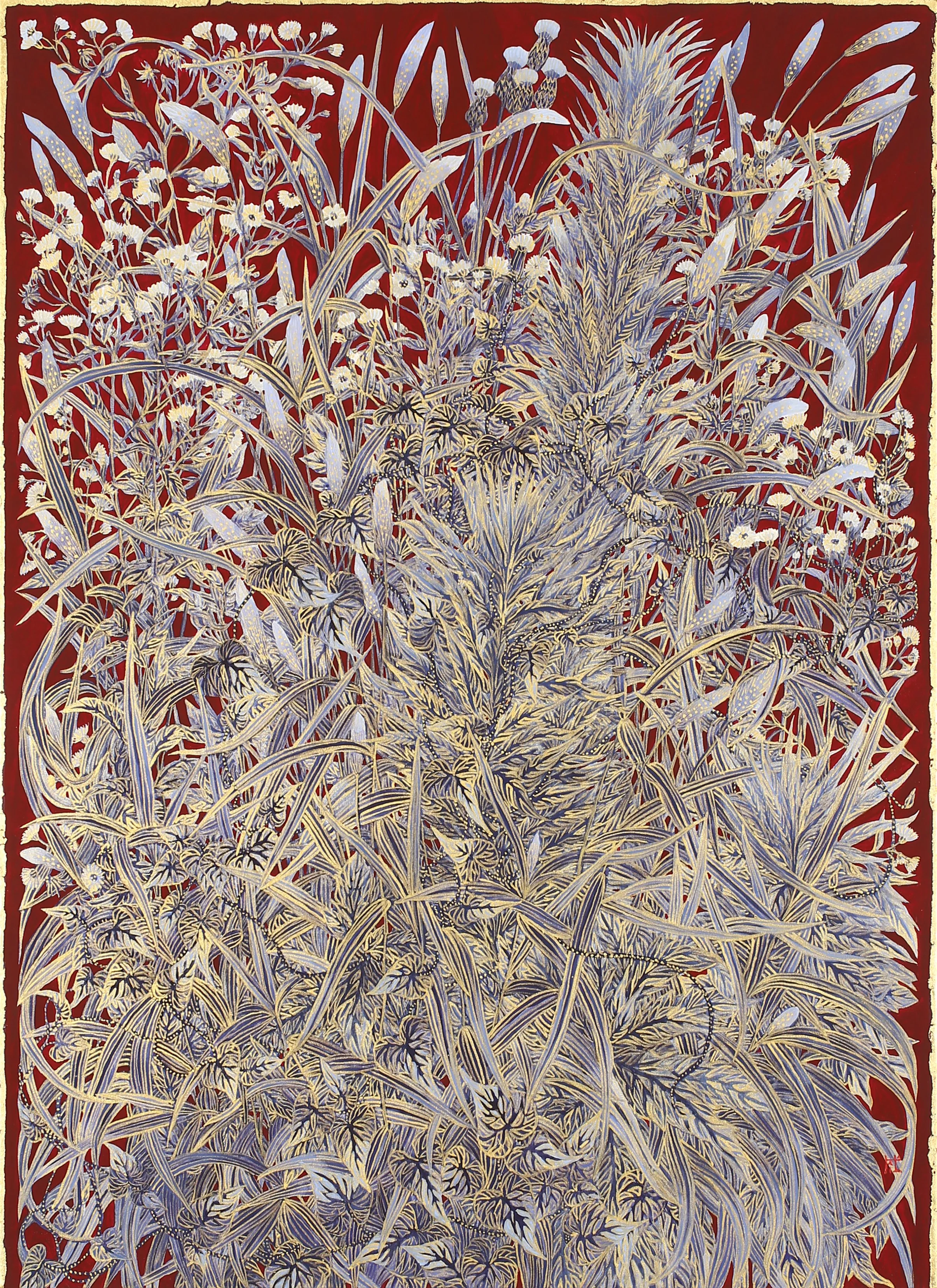 12. 풀의정원 72.7㎝×53㎝ 비단에 채색과 금분,금박 2025.jpg