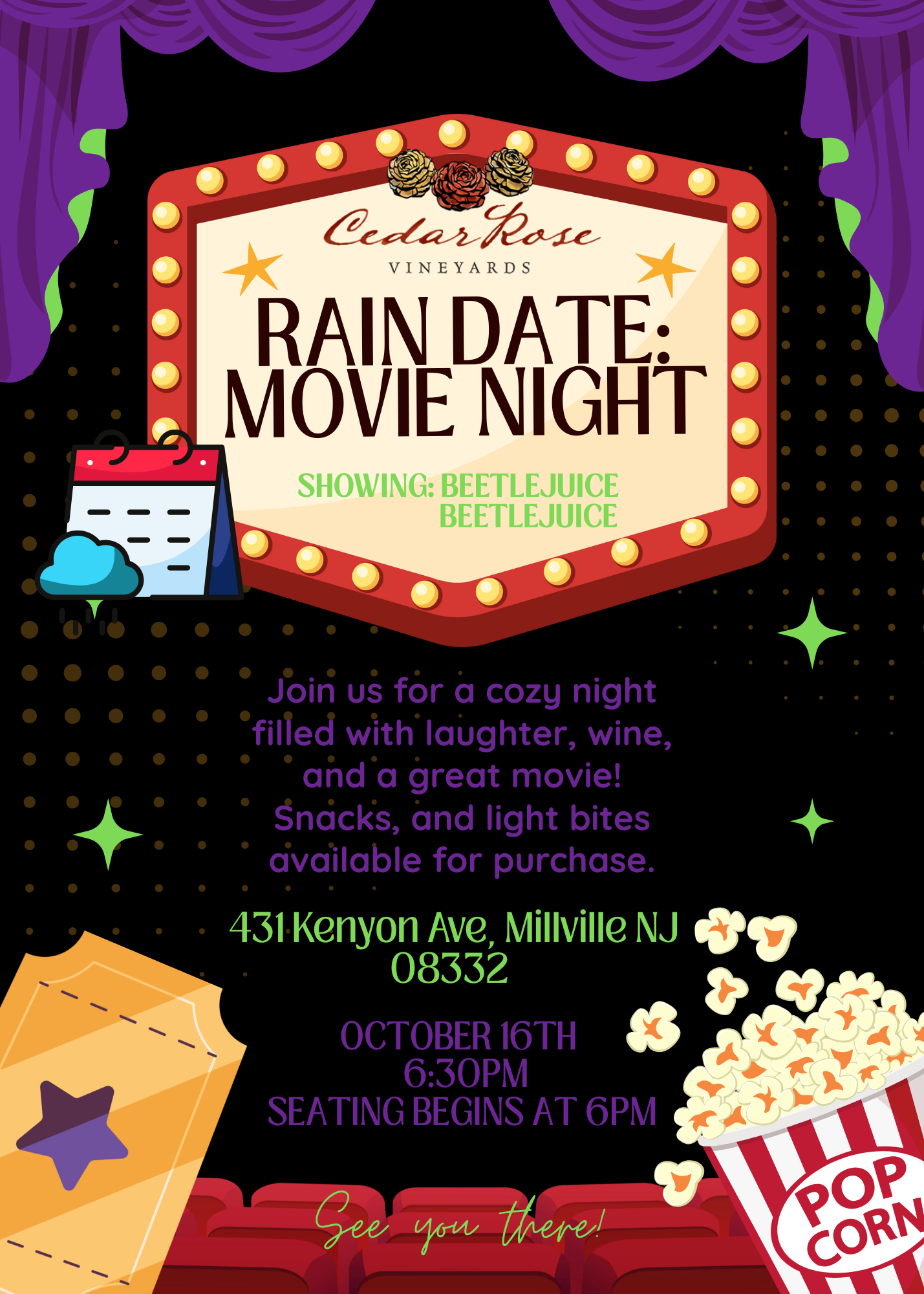 Outdoor Movie Night 10/11 RAIN DATE