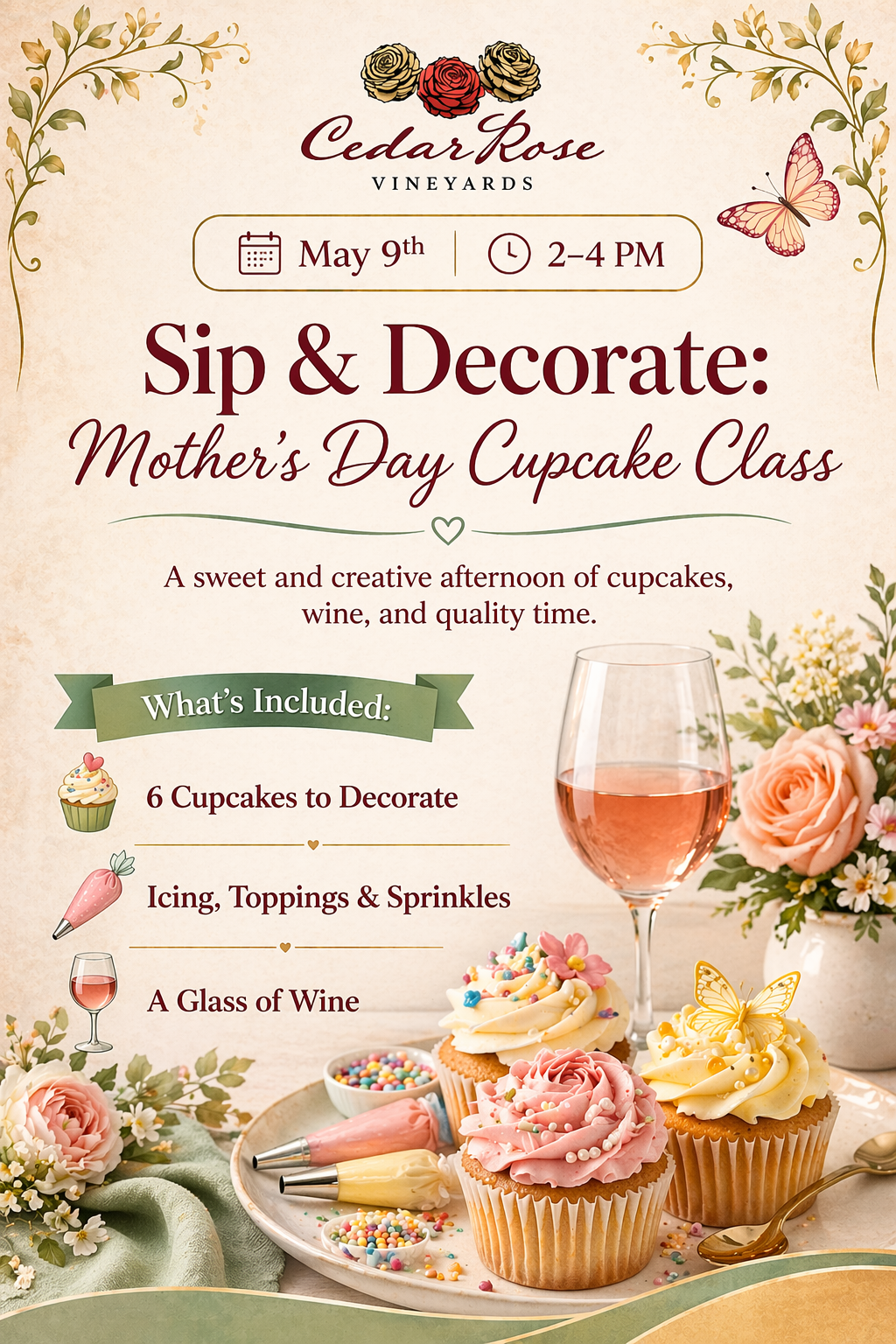 Sip & Decorate: Mother’s Day Cupcake Class