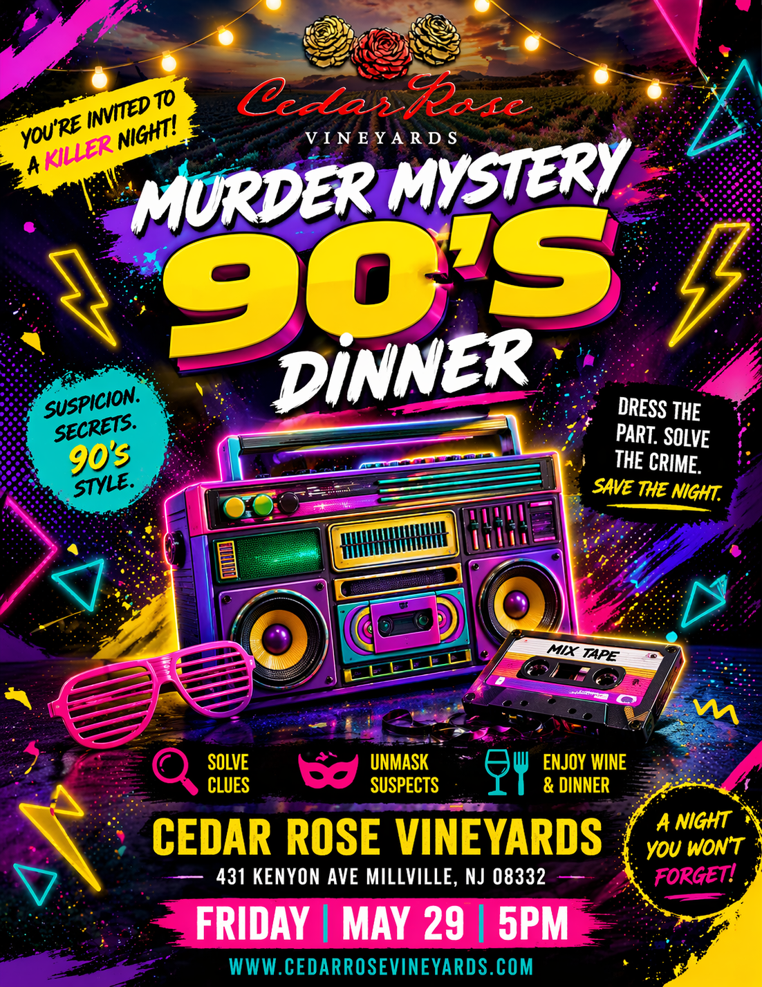 Murder Mystery Dinner-Good Riddance-A Gnarly 1990's Murder Mystery