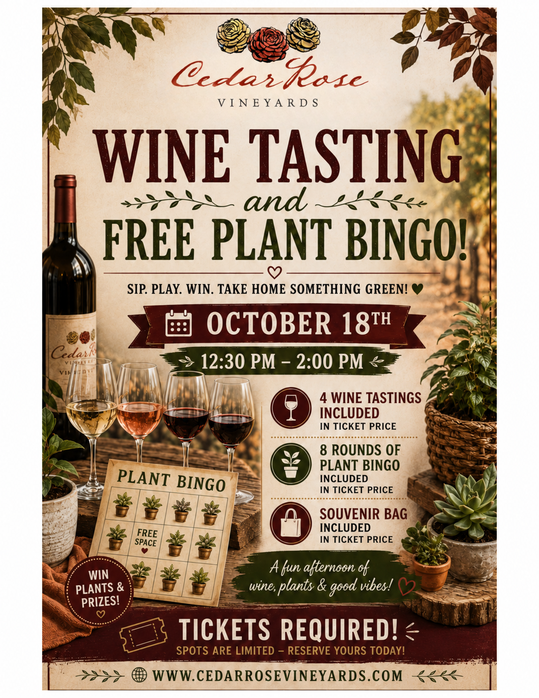 Wine Tasting &amp; Free Houseplant Bingo 