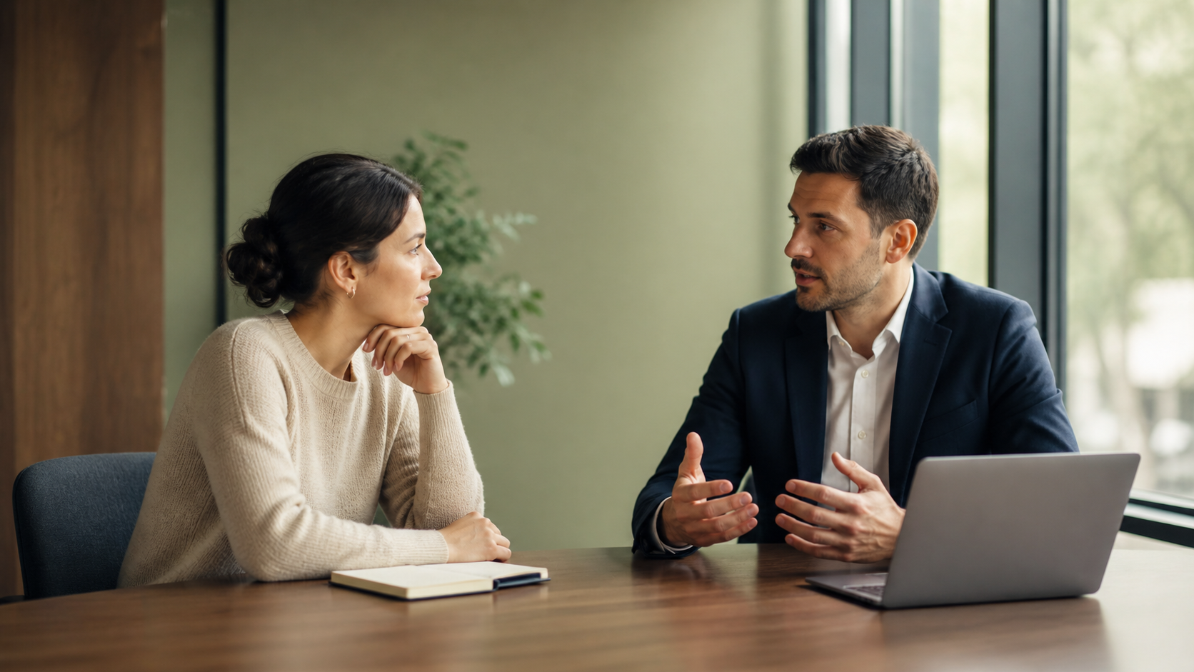2 professionals having a deep conversation