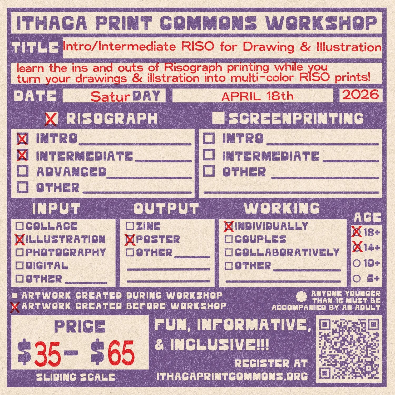 Intro/Intermediate RISO for drawing & illustration Workshop - April 18th