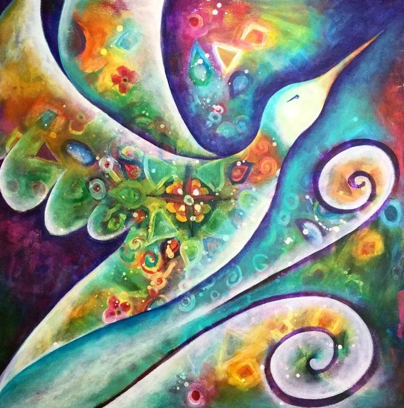 Humming-bird over mandala