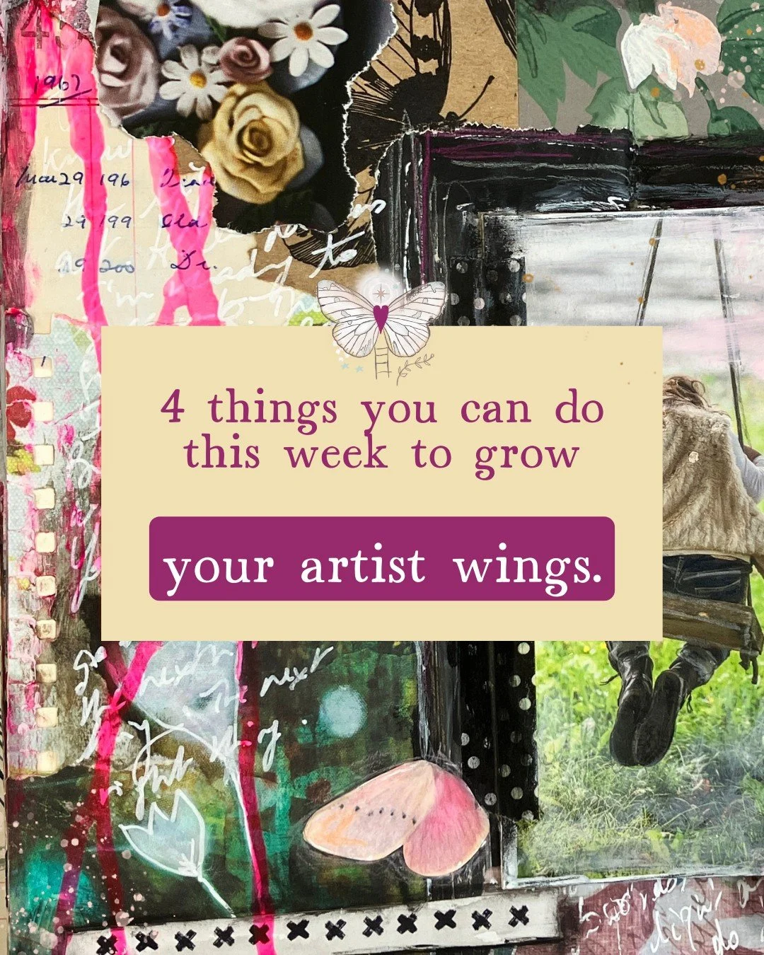 Which one will you say yes to this week, sweet artist? ⬇️

1: "What I love..." Journaling
2: Bringing some whimsy and magic into your creative space
3: Yummy collage (you can join us via the link in my bio)
4: Experimenting with a new-to-yo