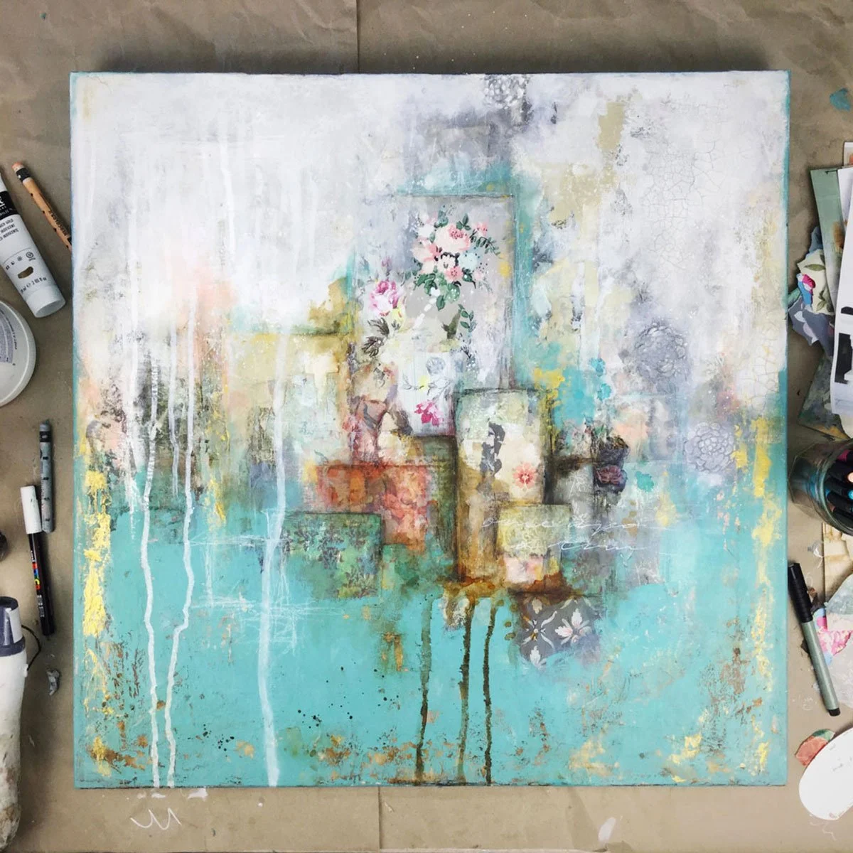 mixed media painting on canvas