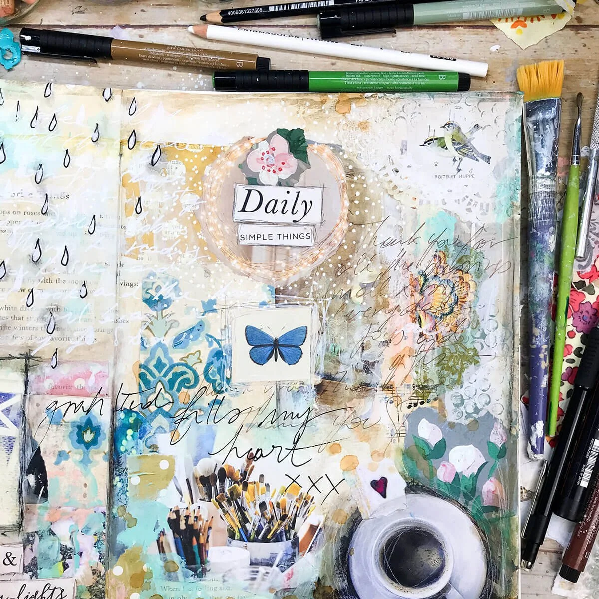 Mixed media art journal page