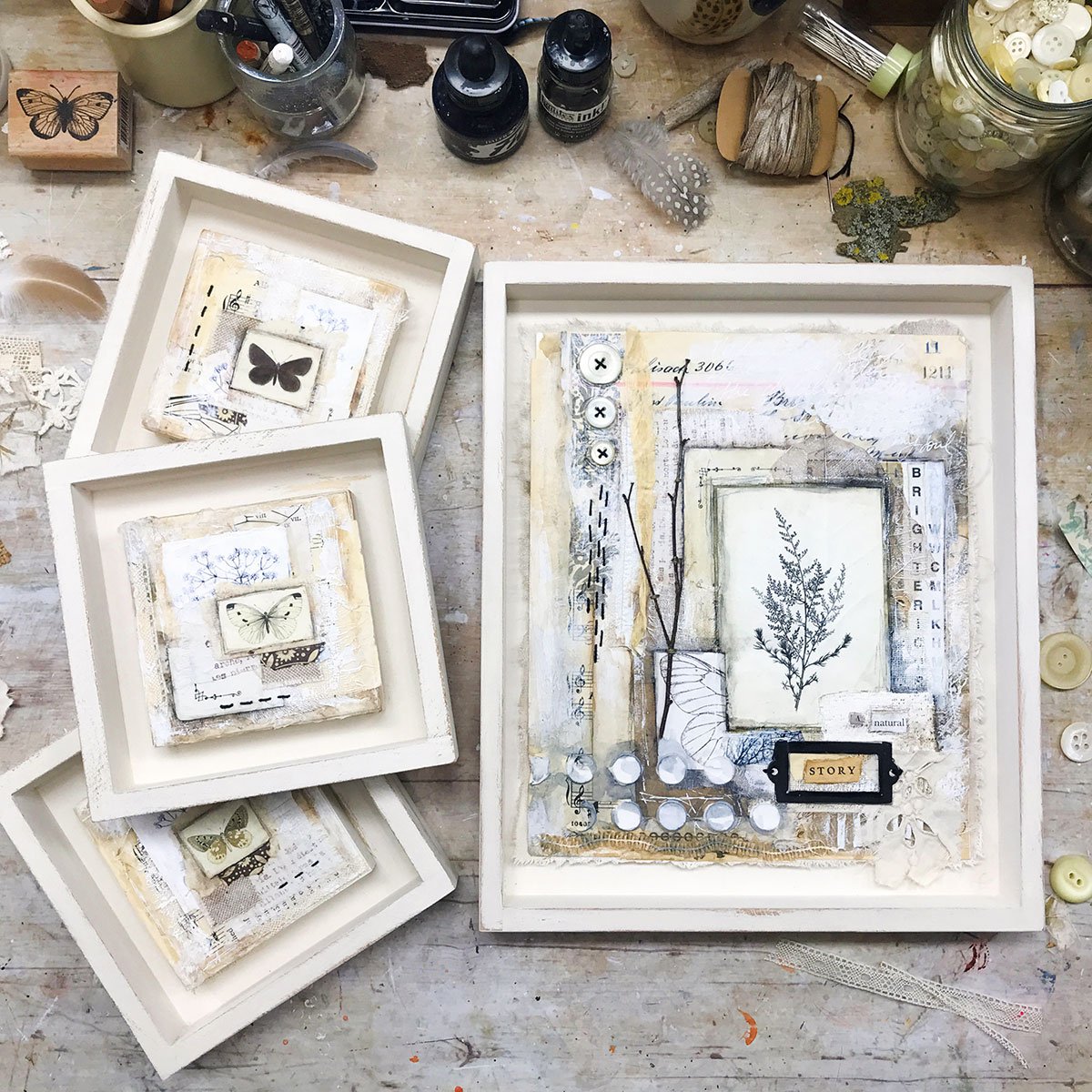 dimensional collage artworks