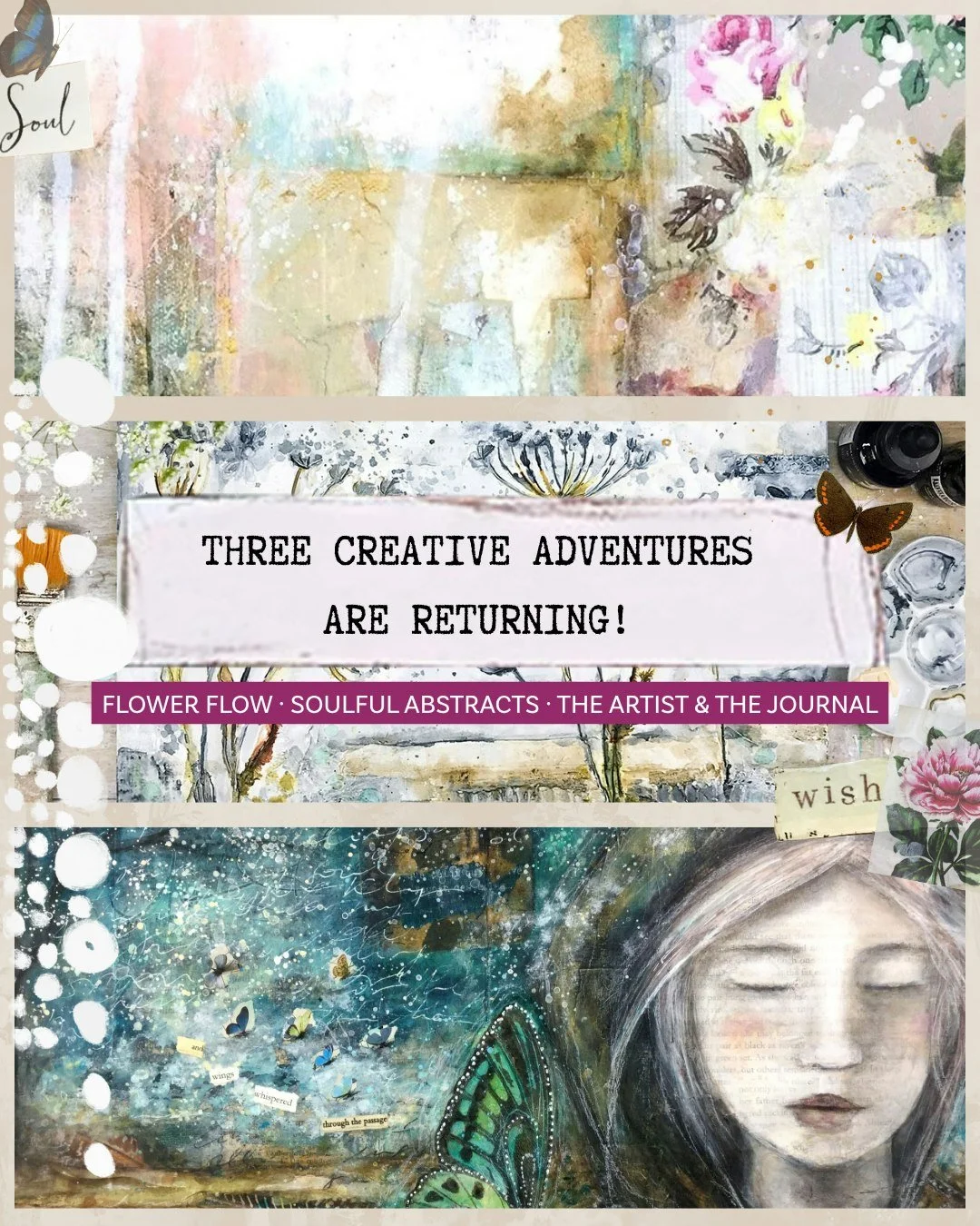 Something special is opening in my classroom!

There are some creative adventures I only share once or twice a year, and I'm so excited that three of my most-loved classes are returning!

Tomorrow, October 26, The Artist &amp; the Journal, Flower Flo