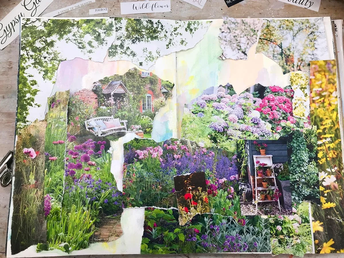 Under-layer of floral magazine images for an art journal collage.