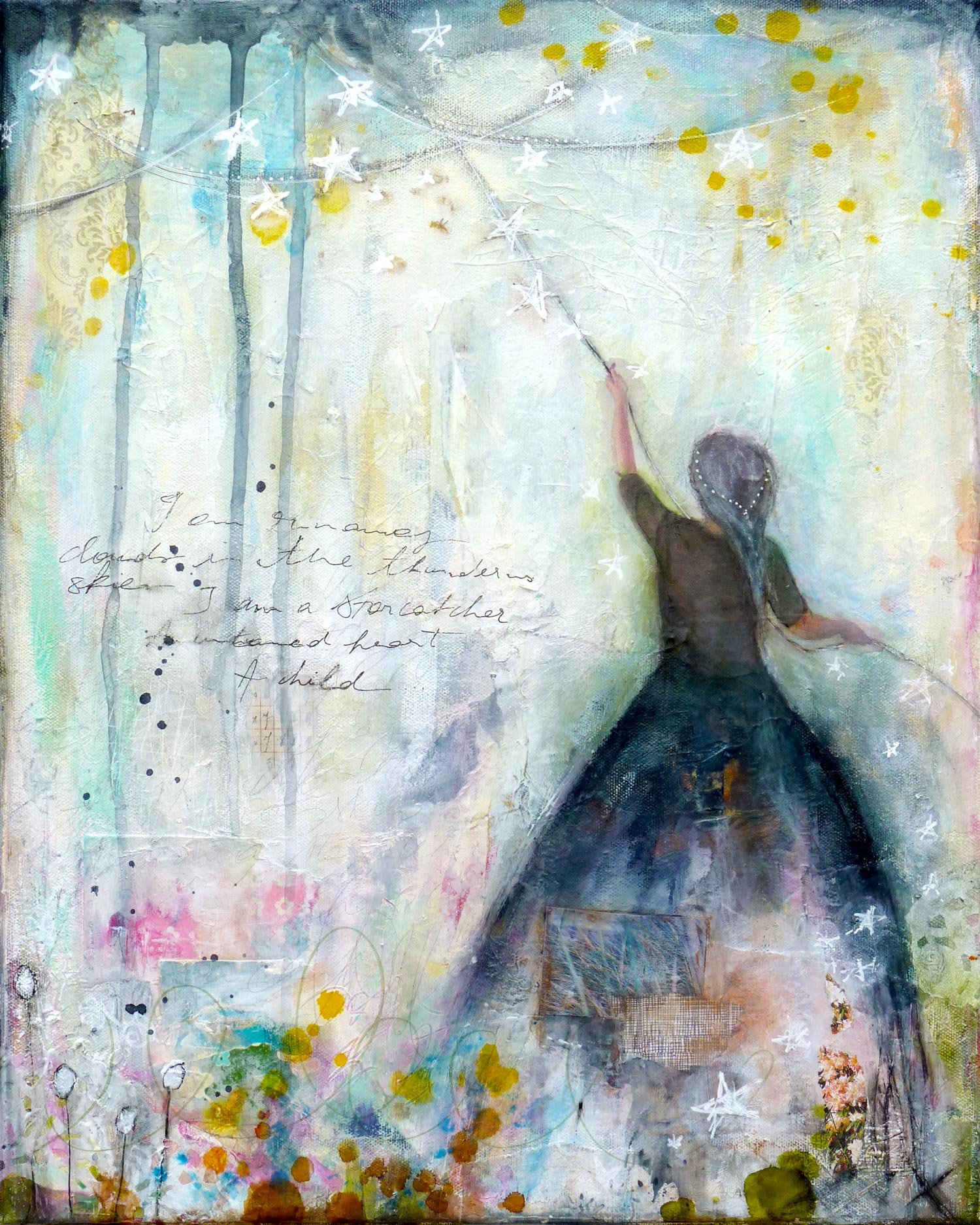 Star Catcher mixed media painting