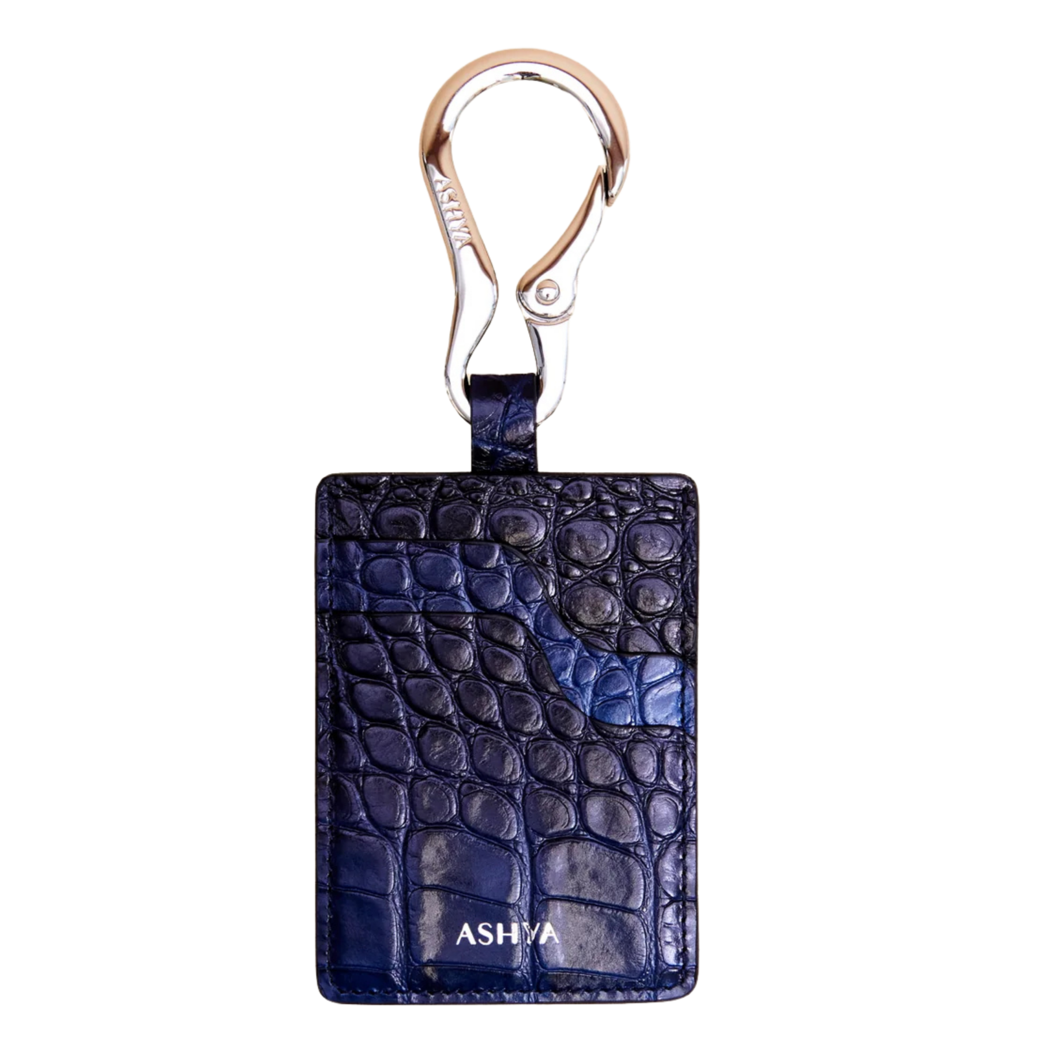 Hand stitched multifunctional cardholder made with vegetable tanned cow leather and a detachable silver plated lobster claw hardware.