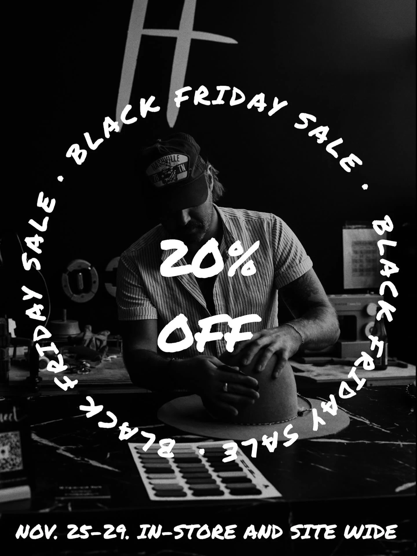 I thought I&rsquo;d give yall plenty of notice. Next week - 20% off all custom hats. Perfect time to lock in holiday gifts or a little treat for yourself. 

This is also site wide, which is helpful because the store will be closed on Thursday (Thanks