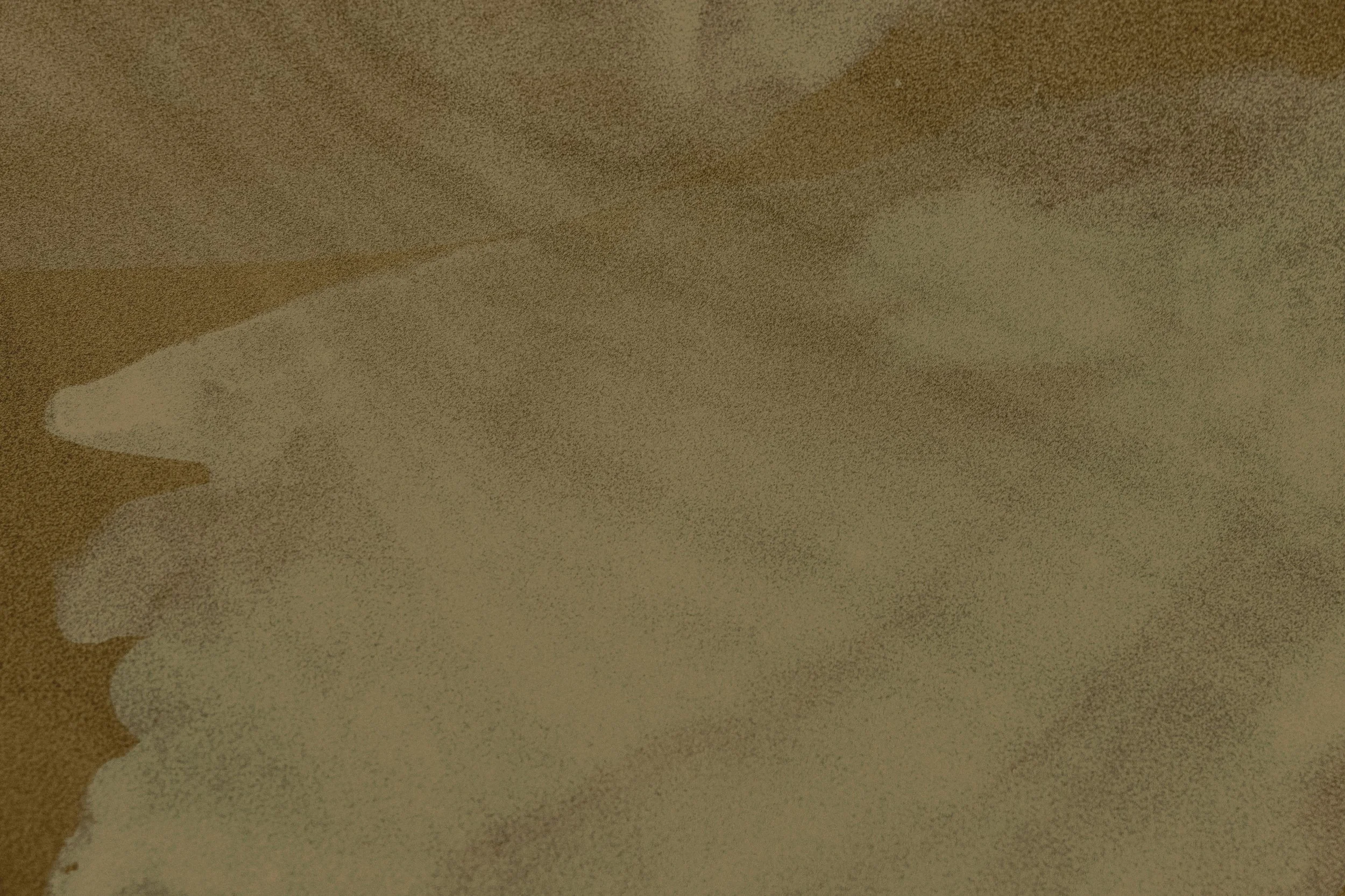 A close-up of a paintbrush with beige paint on paper.