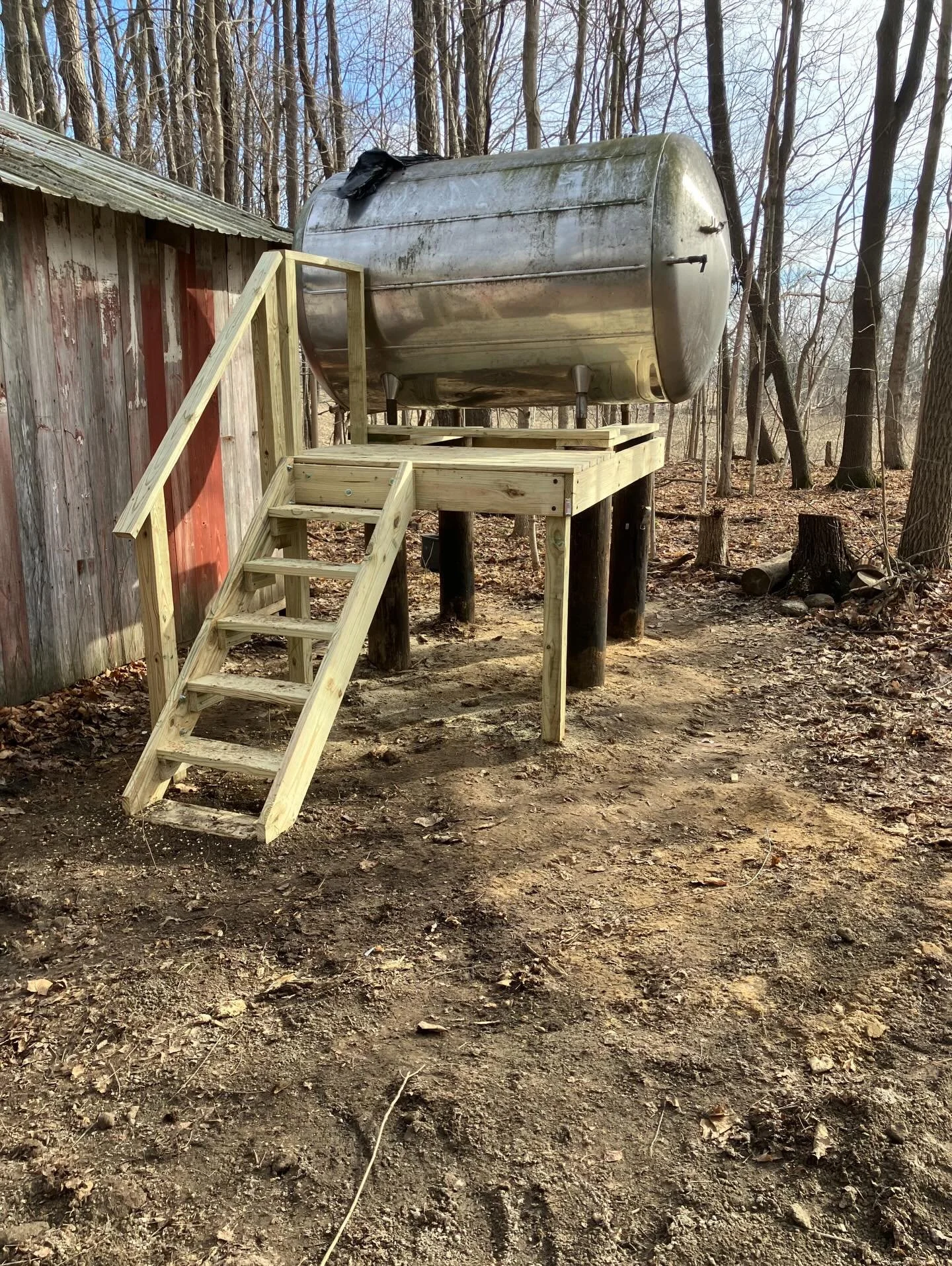 Our sap holding tank got a platform upgrade this winter&hellip;just in time for maple syrup season!! Hopefully this new build will last our lifetime 🙌🏼. Stay tuned for syrup season shenanigans over the next month!