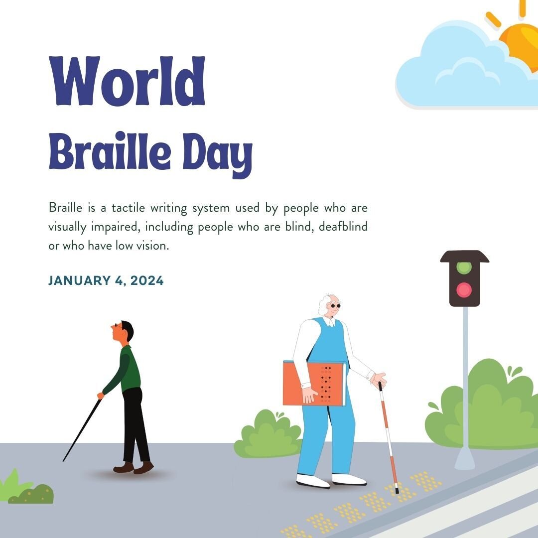 Celebrating World Braille Day! 

Braille is a tactile writing system that assists with societal navigation for those with visual impairments. Let's raise awareness and embrace the power of inclusivity. 🤝🔠 #WorldBrailleDay #InclusionThroughBraille&q