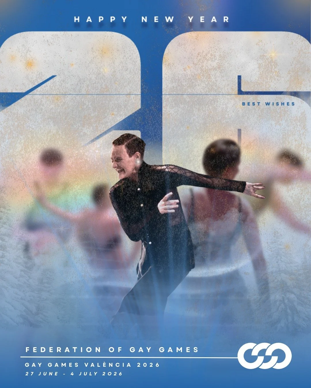 Happy New Year. ✨🥂
Start 2026 with your spot in Val&egrave;ncia.
Get 10% off the general registration fee with code VALENCIA2526 until 6 January.
Gay Games XII Val&egrave;ncia 2026, 27 June to 4 July 2026.
📒 Registration Link in Bio.