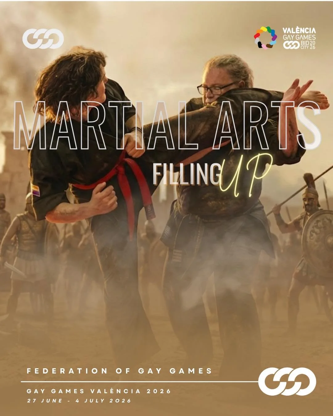 Martial arts is filling up fast. 🥋⚡
Bouts bring all genders and levels together on the mat as Val&egrave;ncia turns up the energy.
Join Val&egrave;ncia 2026, 27 June to 4 July. 
Lock your spot before the mats are full.