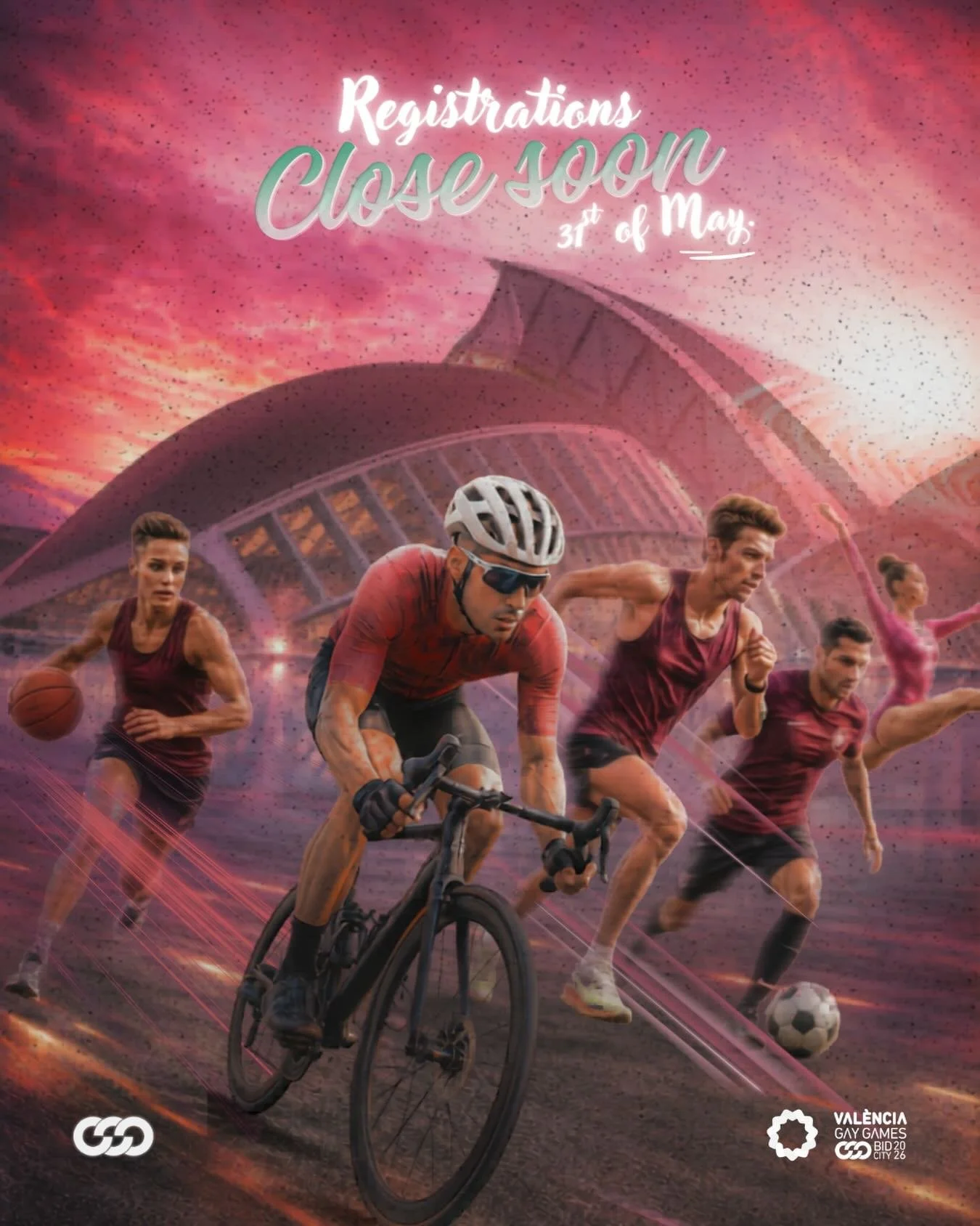 Last call to join the game. 🔥

Registrations close soon.
31st of May is the deadline.

This is your moment to move, compete, celebrate, and be part of Valencia 2026. 🤌🏻

🩷💜💙🩵💚💛🧡❤️