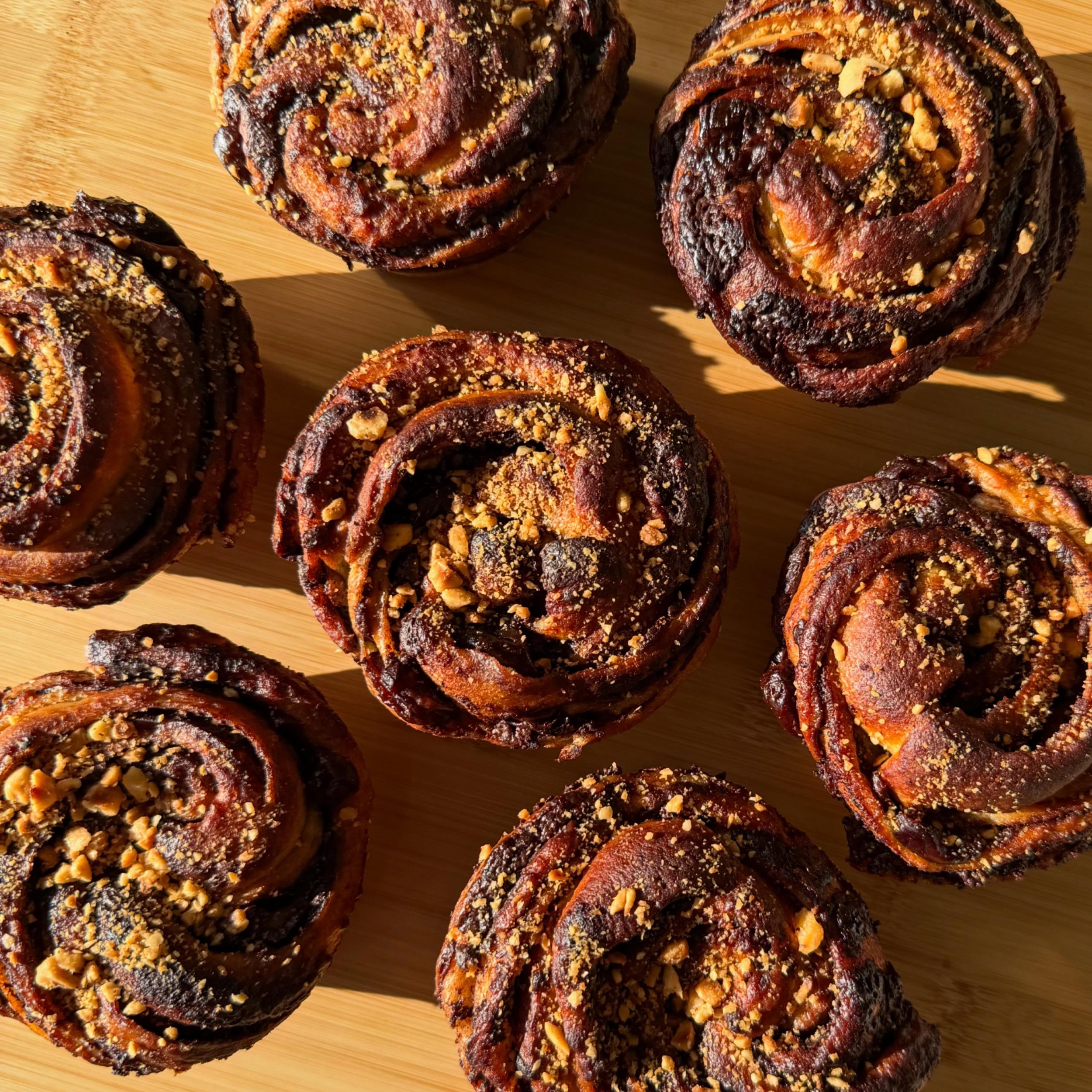 Chocolate Hazelnut and Cherry Babka muffins!! 
 Very few things in life are as satisfying as a well made, gooey chocolate babka. 
Since these muffins are always on our menu, I never post about them, but today I think they deserve some love and attent