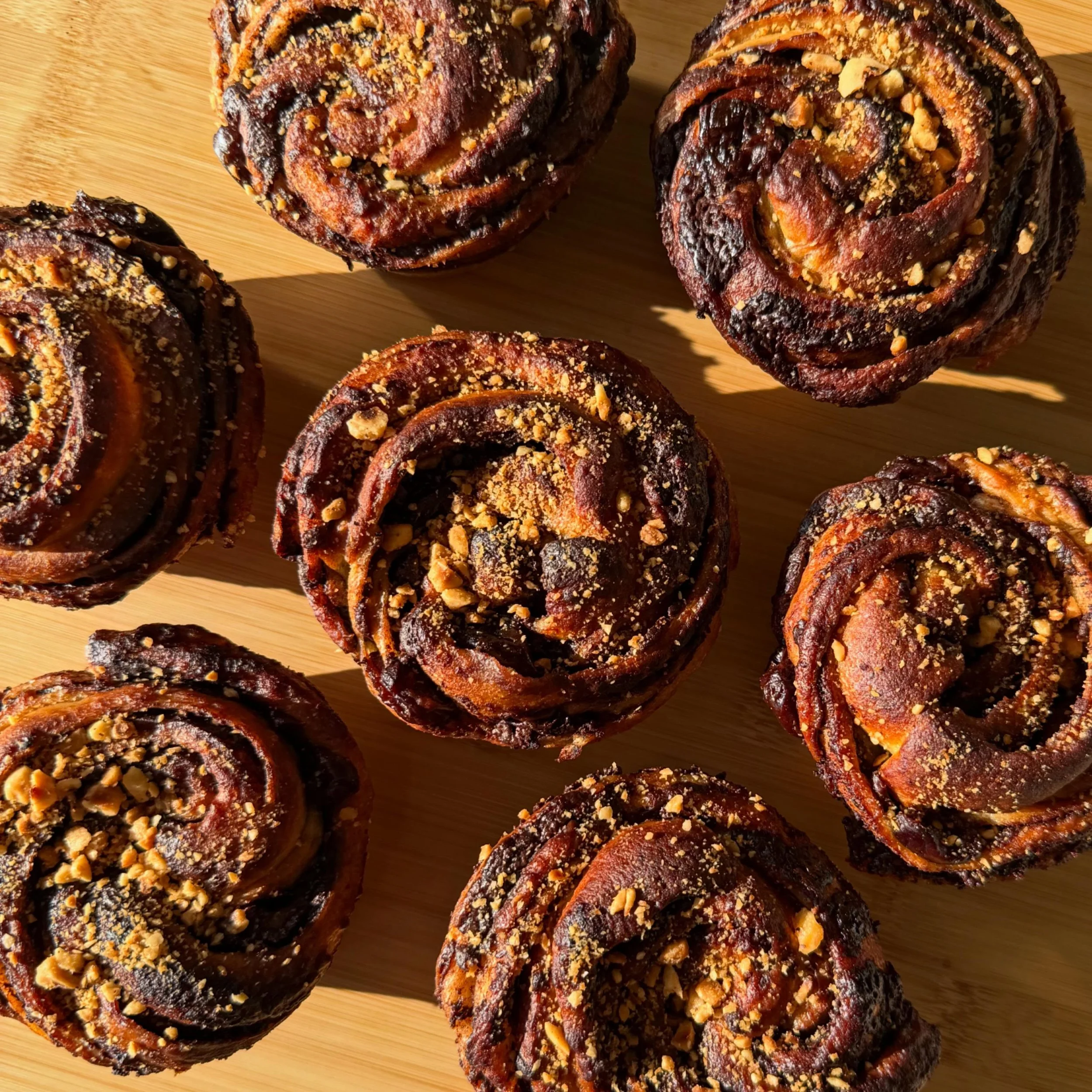 Chocolate Hazelnut and Cherry Babka muffins!! 
 Very few things in life are as satisfying as a well made, gooey chocolate babka. 
Since these muffins are always on our menu, I never post about them, but today I think they deserve some love and attent
