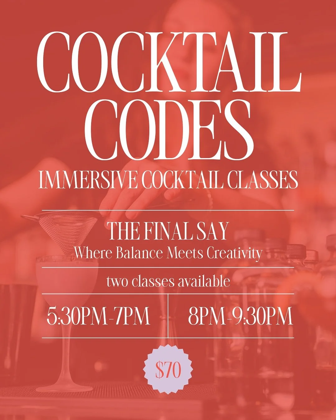 ✨ Introducing our next cocktail class: Equal Parts, Endless Flavor.

We&rsquo;re diving into the world of perfectly balanced cocktails inspired by three modern classics:

✨The Last Word
✨The Paper Plane
✨The Naked &amp; Famous

Grab your seat at the 