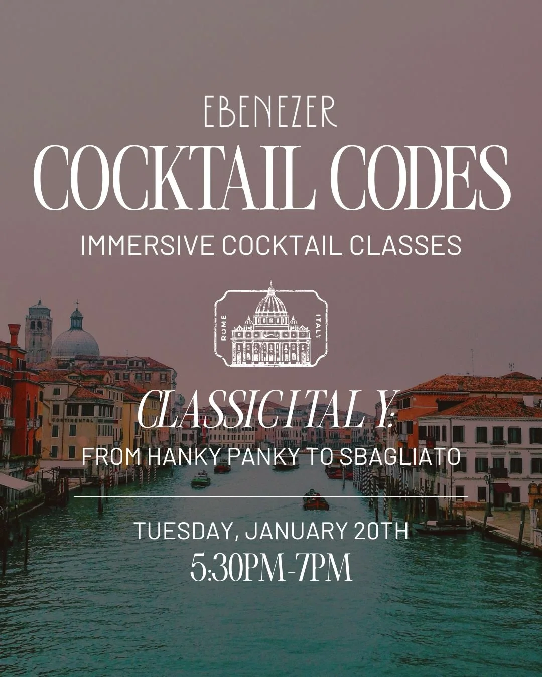 Cocktail Codes: Classic Italy - Tuesday, January 20th