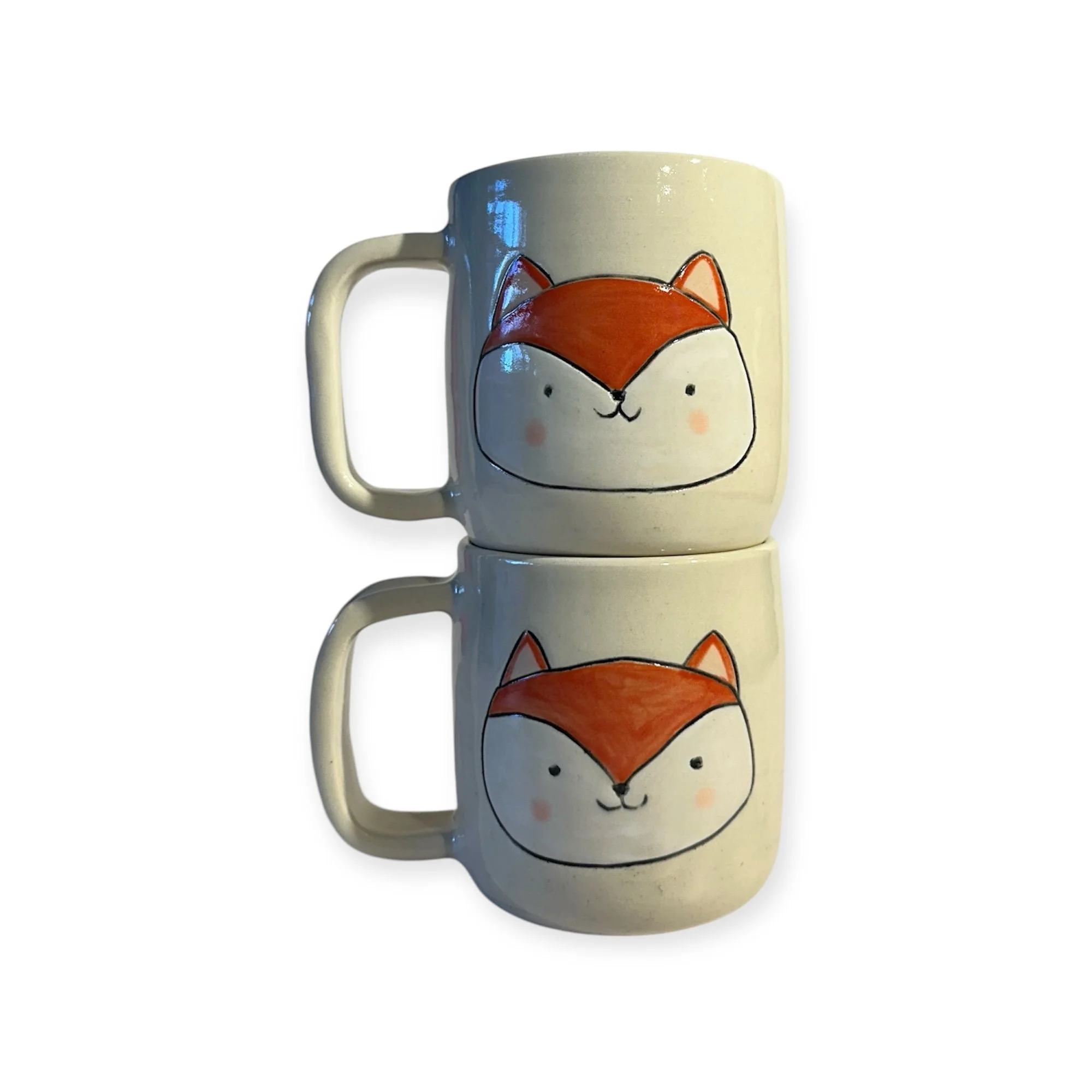 hand-painted kawaii cute fox mugs by meesh pottery