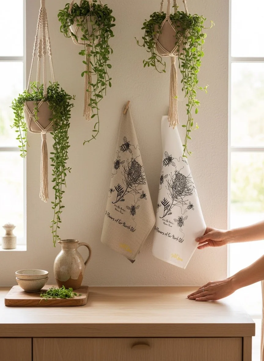 Native Bee Linen Tea Towel