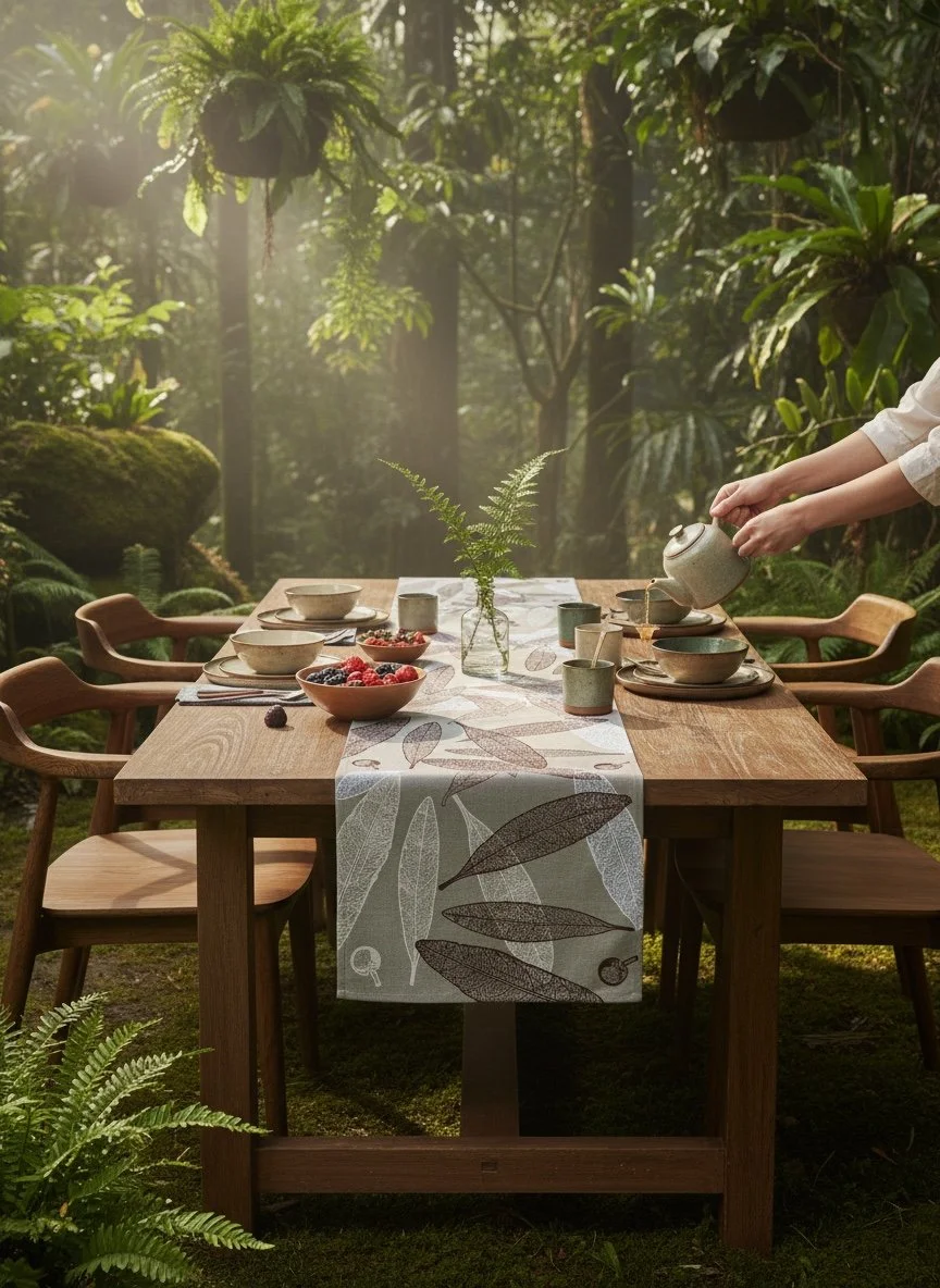 Quandong Leaf Flax Linen Tablerunner