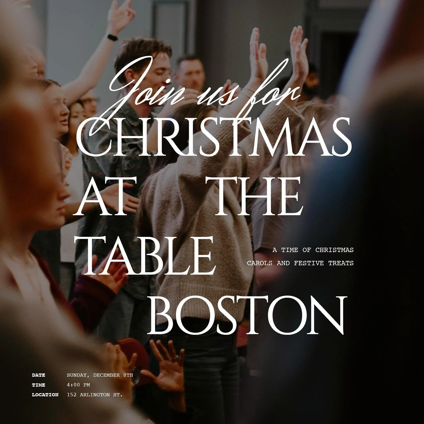 ✨COME AND BEHOLD HIM✨

Join us for The Table Christmas service on Sunday, December 8th. We&rsquo;ll sing carols, listen to the word, and celebrate together with festive treats. You won&rsquo;t want to miss this service!