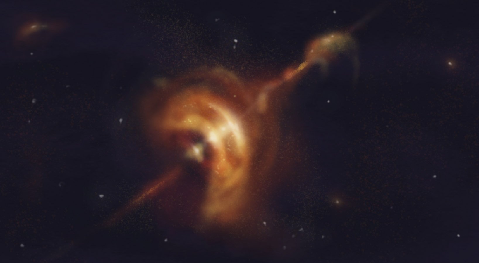 Illustration of a pulsar emitting beams of radiation into space.
