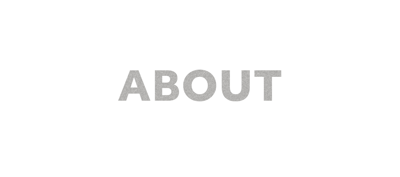 The word 'ABOUT' in large gray font on a white background.
