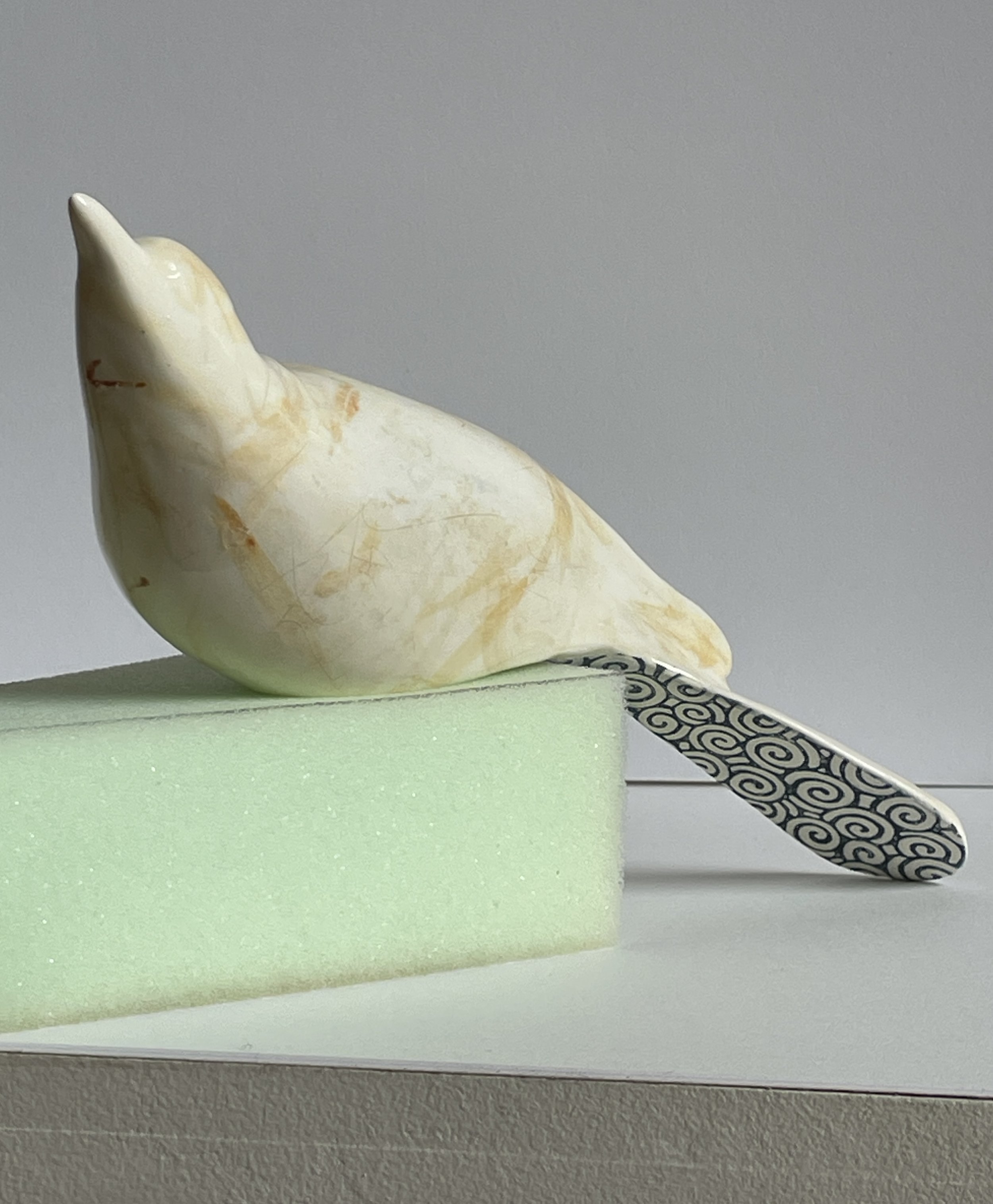 'Long tail bird'  hand-built paper clay, 
180 x 55 x 150mm