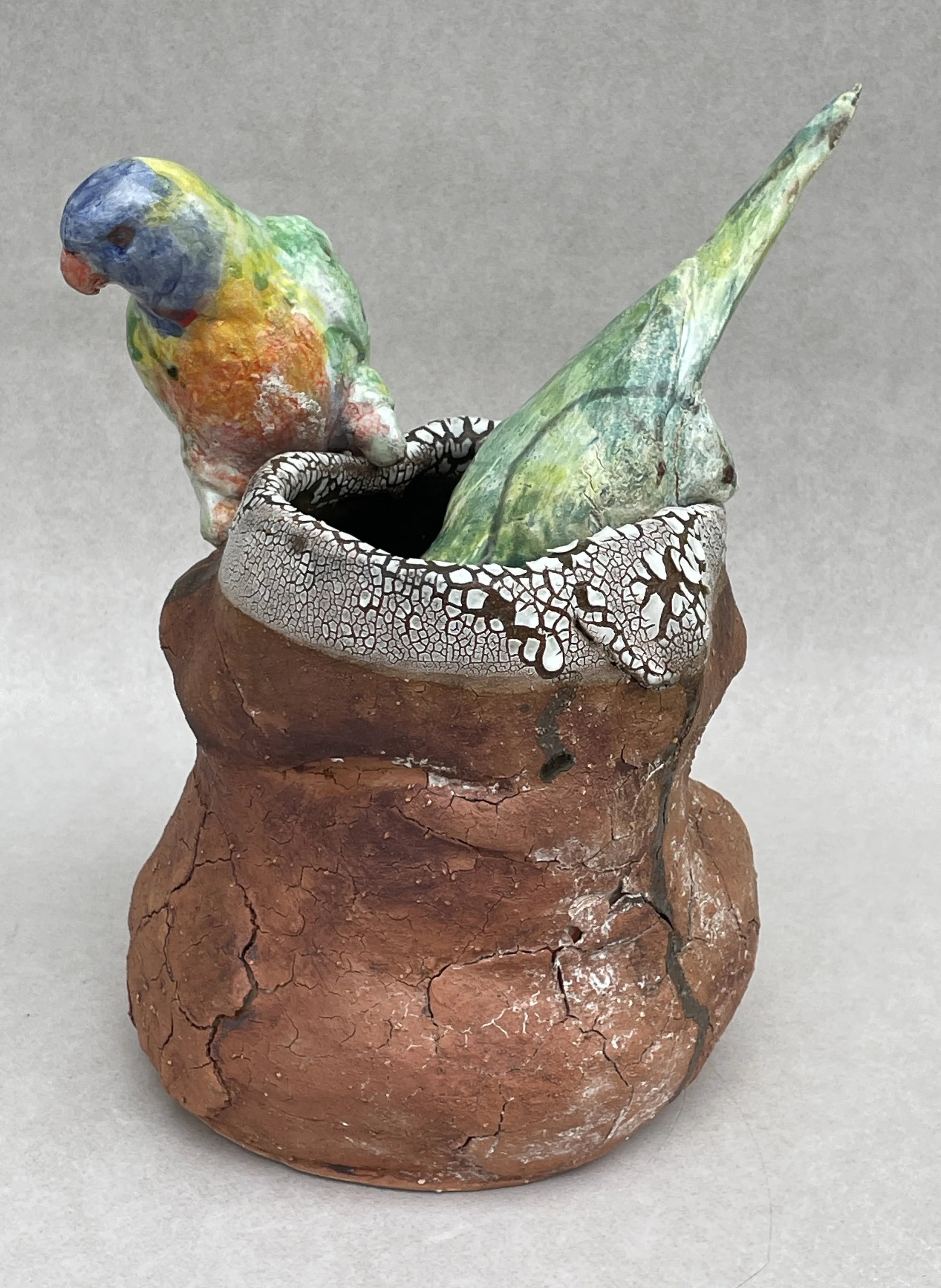  A place called home (l) 2025 - earthenware clay, oxides and glaze, 23 x 21 x1 7cm
