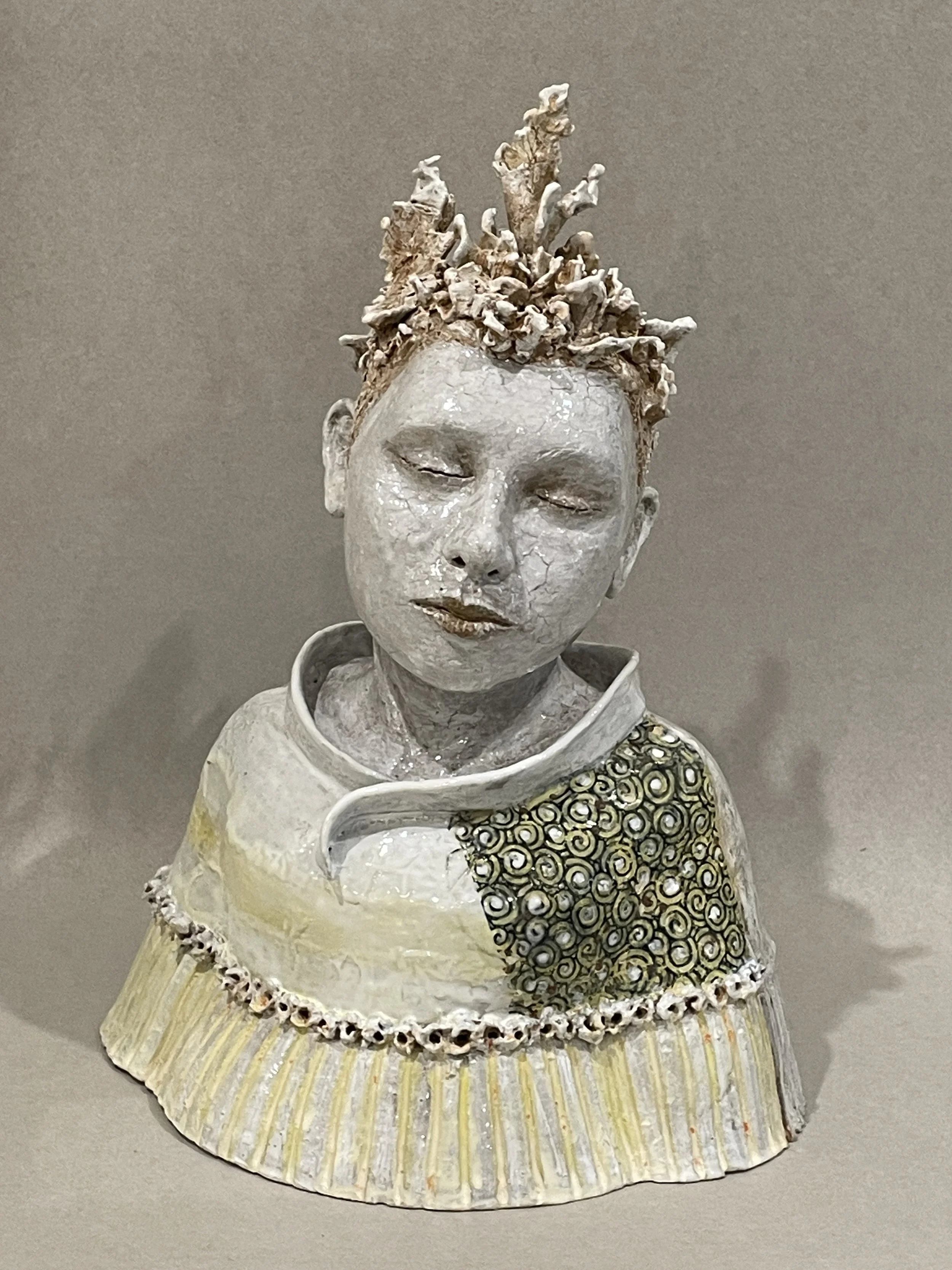 Elisabet  - raku T earthenware clay, pigmented slip, glazes - 39x29x22cm

(Blue Mountains Artfest 2024 - COMMENDED)