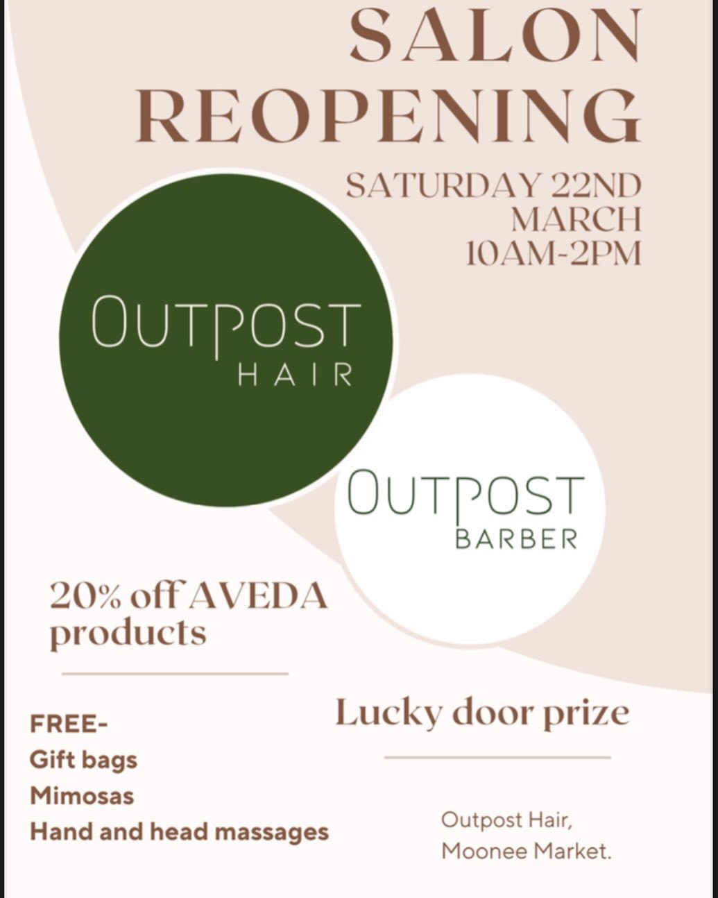 Come celebrate our reopening, and check out the brand new salon. Discounts on products, free mimosas, goodie bags and more!!!