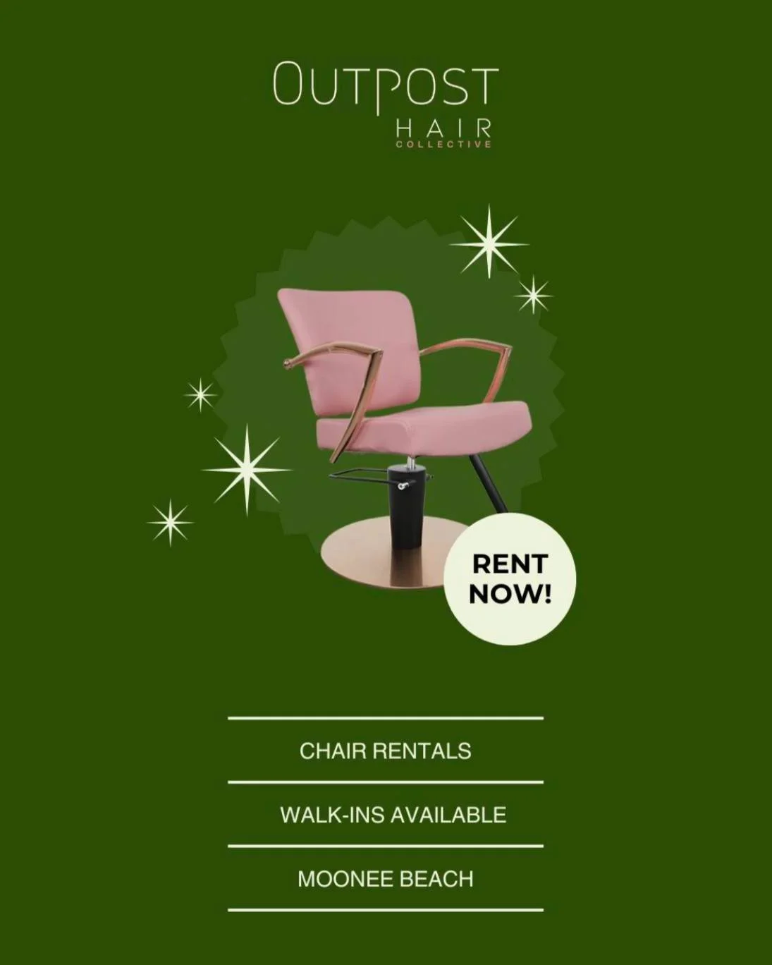 Join Outpost Hair Collective�🤍
Are you an independent hair stylist looking for a luxurious space that elevates your craft and supports your business?

Outpost Hair Collective is now offering chair rentals for talented professionals ready to thrive i