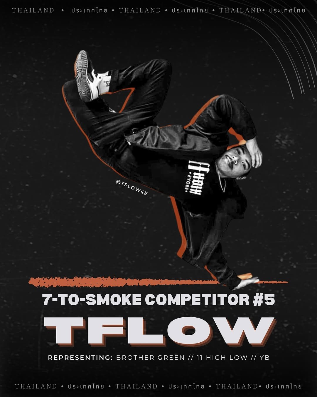 🔥 7-TO-SMOKE 😶_🌫️THE STAGE IS SET FOR THE NEXT 4 COMPETITORS!=========================#5 BBOY Tflow 🇹🇭Brother Green - 11 High Low - YBIG @tflow4e#6 BBOY Wesley 🇸🇬Chinchilla Star Fleet - Fallback FormulaIG .jpg