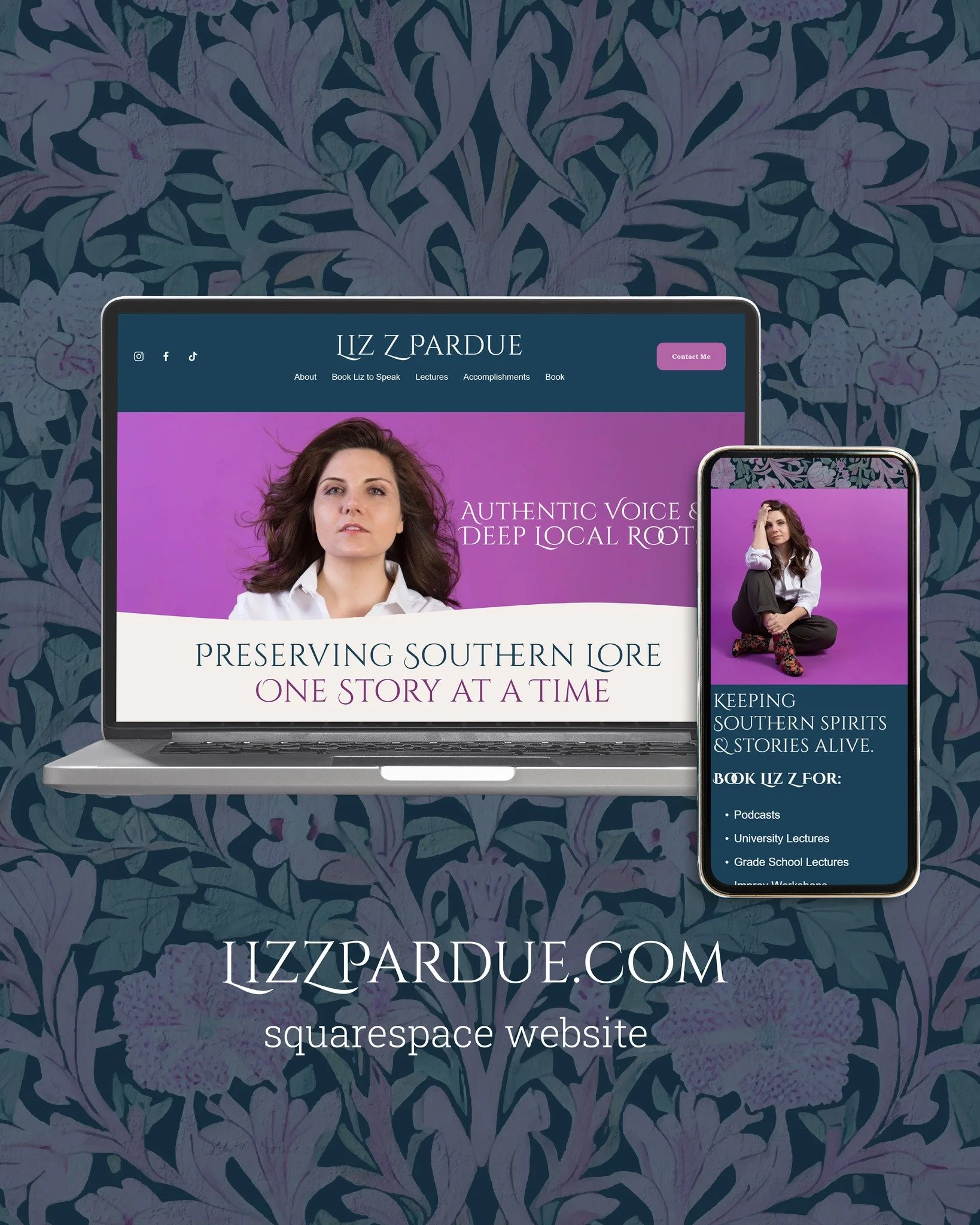 ⭐ 𝗪𝗘𝗕𝗦𝗜𝗧𝗘 𝗗𝗘𝗦𝗜𝗚𝗡 ⭐ 
Client Goal: Liz is a storyteller, historian, and public speaker who needed more than just social media&mdash;she needed a space that truly reflects who she is. We designed a website that brings everything together in