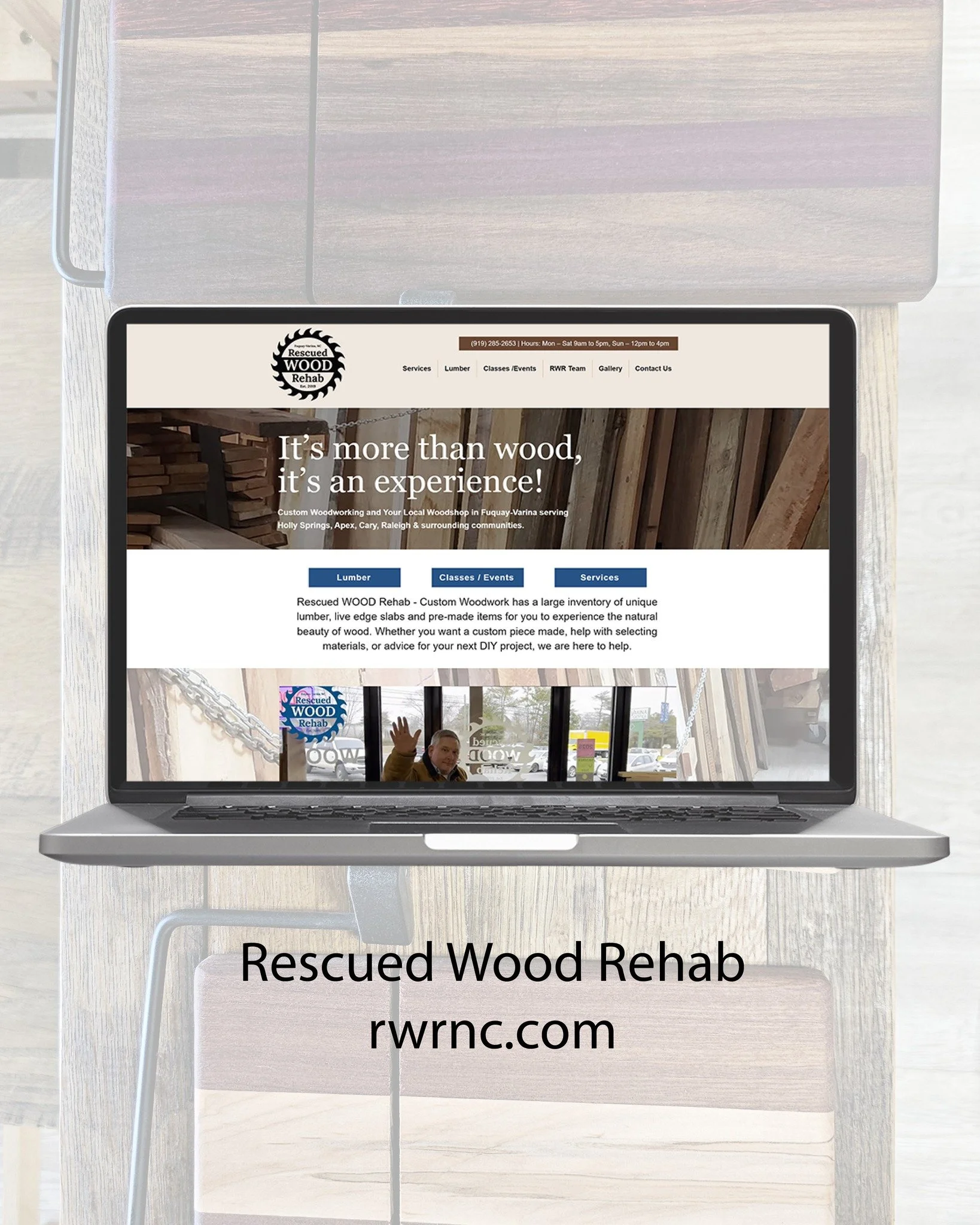 ⭐ 𝗪𝗘𝗕𝗦𝗜𝗧𝗘 𝗗𝗘𝗦𝗜𝗚𝗡 ⭐ 
Rescued Wood Rehab already had a fun personality and established brand, so the goal was to give the website a fresh, cleaner look creating a more professional design. 

I redesigned and reorganized the site to make th