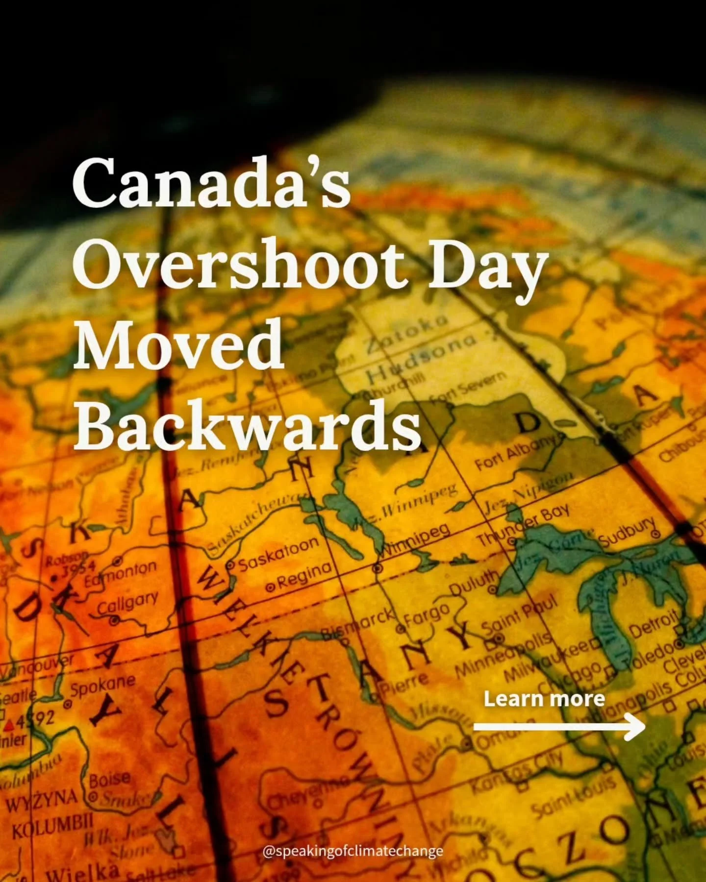 On March 14th - 12 whole days earlier than last year - Canada reached its overshoot day.

That means from every day past the 14th, we're borrowing from future generations. 

My heart hurt reading that earlier. But not as much as it hurt seeing that t