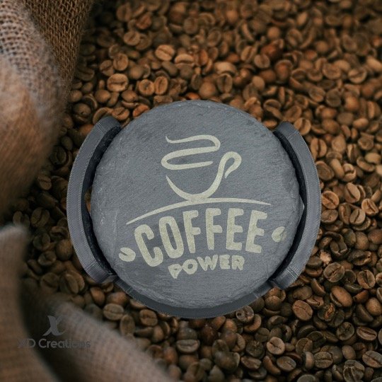Laser Engraved Round Coaster Set - Set of 4 - XD Creations