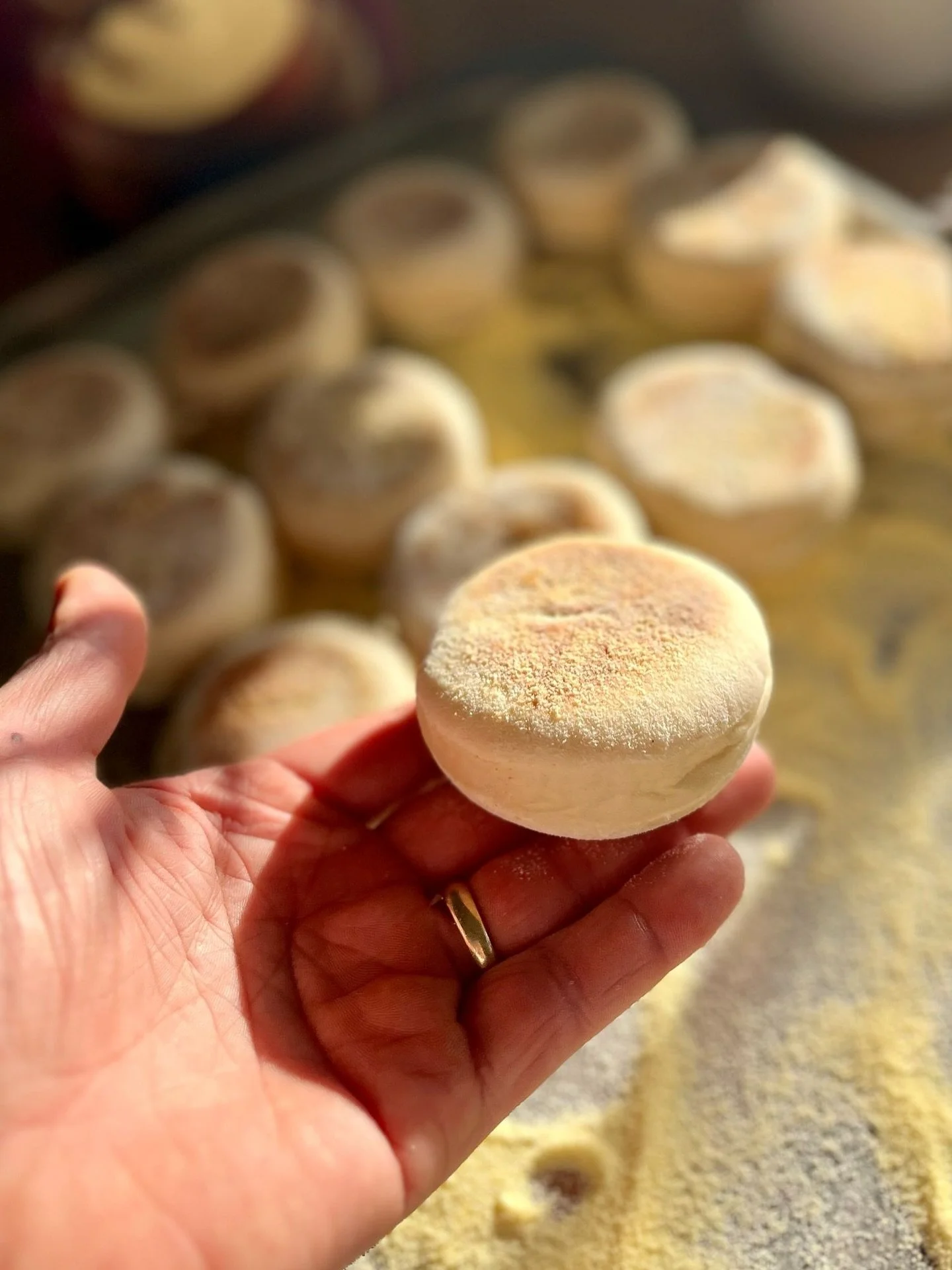 The humble English muffin - don&rsquo;t accept those store bought ones!
We use these English muffins in a lot of our boxes. With cream cheese and smoked salmon for breakfast, with poached salmon and dill for lunch, and mascarpone and poppy seed sprea