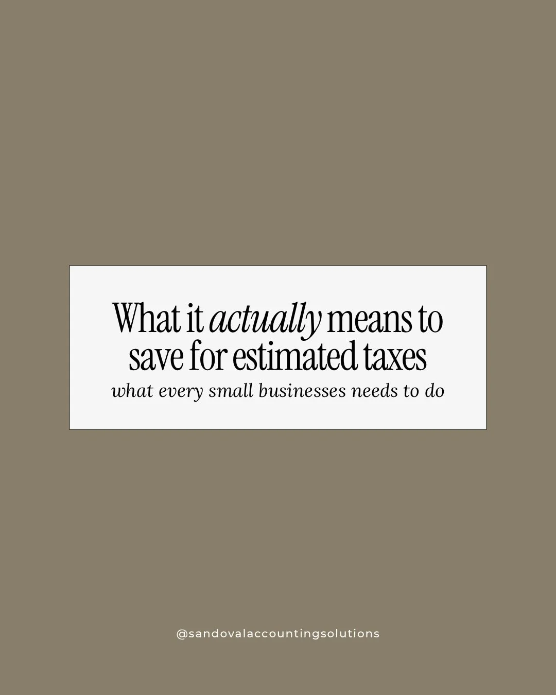 When your tax accountant tells you to set aside money for estimated taxes, this is what they actually mean 👇

&rarr; Calculate a portion of your net profit to save
&rarr; Park it somewhere you won&rsquo;t accidentally spend it 💸
&rarr; And make you