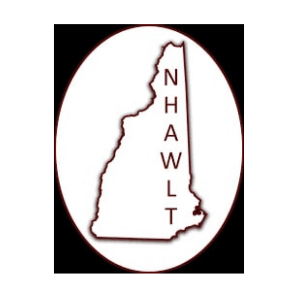 NHAWLT logo with letters vertically aligned within the outline of the state of New Hampshire