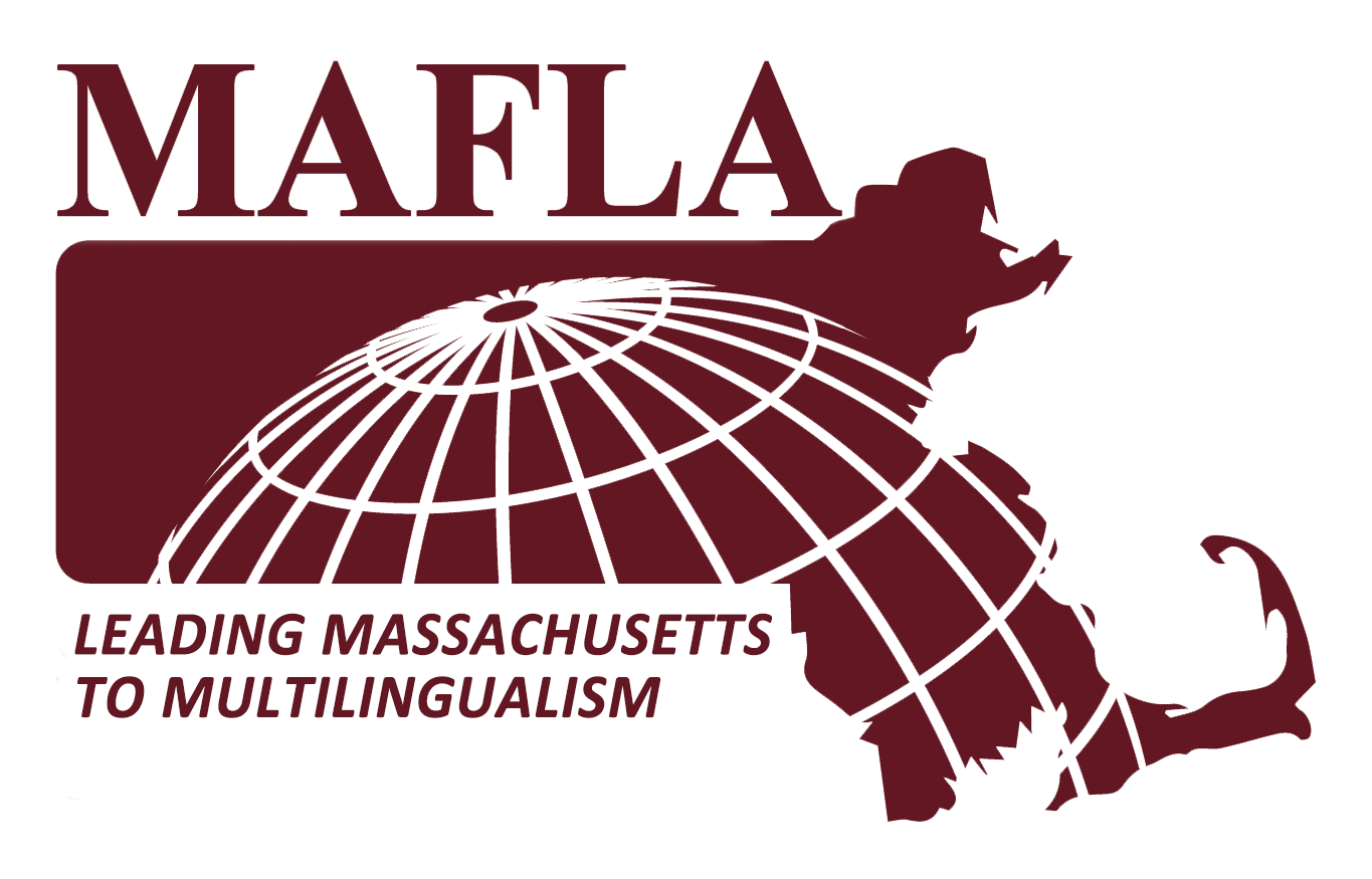 MAFLA logo with a globe graphic and the text "LEADING MASSACHUSETTS TO MULTILINGUALISM".