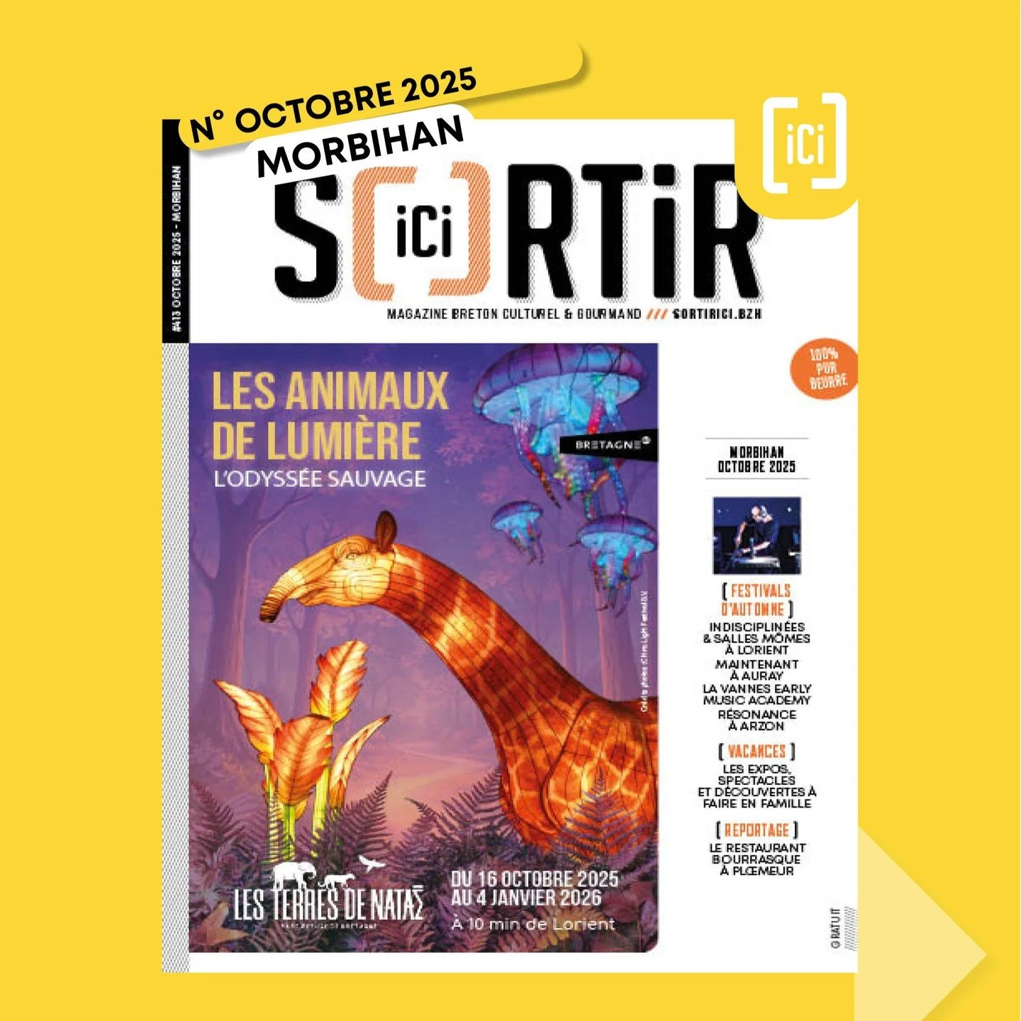 Num&eacute;ro octobre Morbihan @sortir.ici lecture en acc&egrave;s libre (lien en bio) Au sommaire : FESTIVALS D'AUTOMNE @indisciplinees @hydrophone Nuit &eacute;lectro @domainelemezo @kreizyfest @maintenant_festival @centreathenaauray Salles M&ocirc