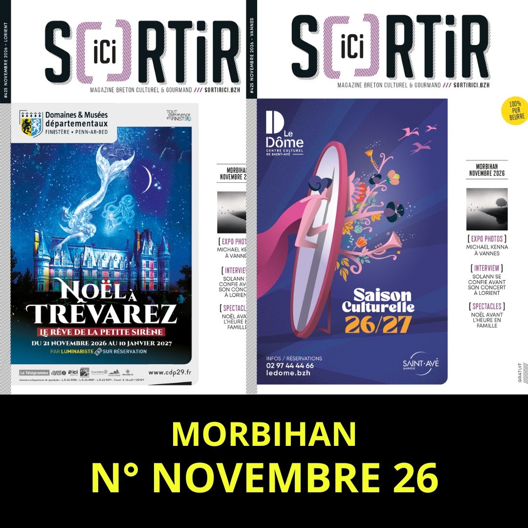 Le nouveau Sortir Ici de novembre arrive dans le Morbihan !
Faisons le plein de d&eacute;couvertes et de moments &agrave; partager avec votre magazine gratuit, culturel &amp; gourmand, 100 % pur beurre ! 
Au fil des pages :
 Solann se confie avant so