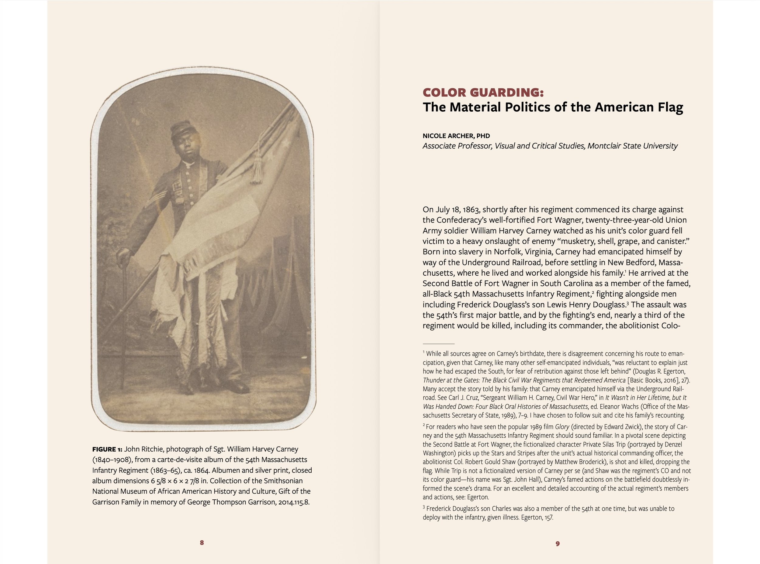 two pages from essay entitled "color guarding"